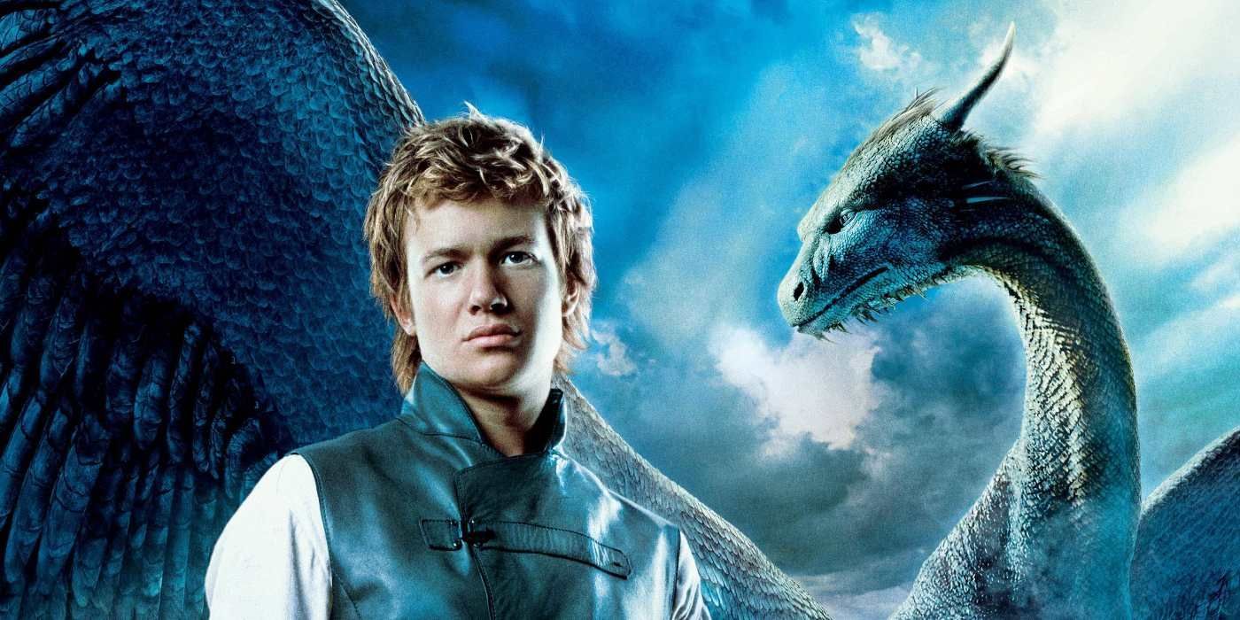 Eragon with the dragon Saphira in a promo image for Eragon