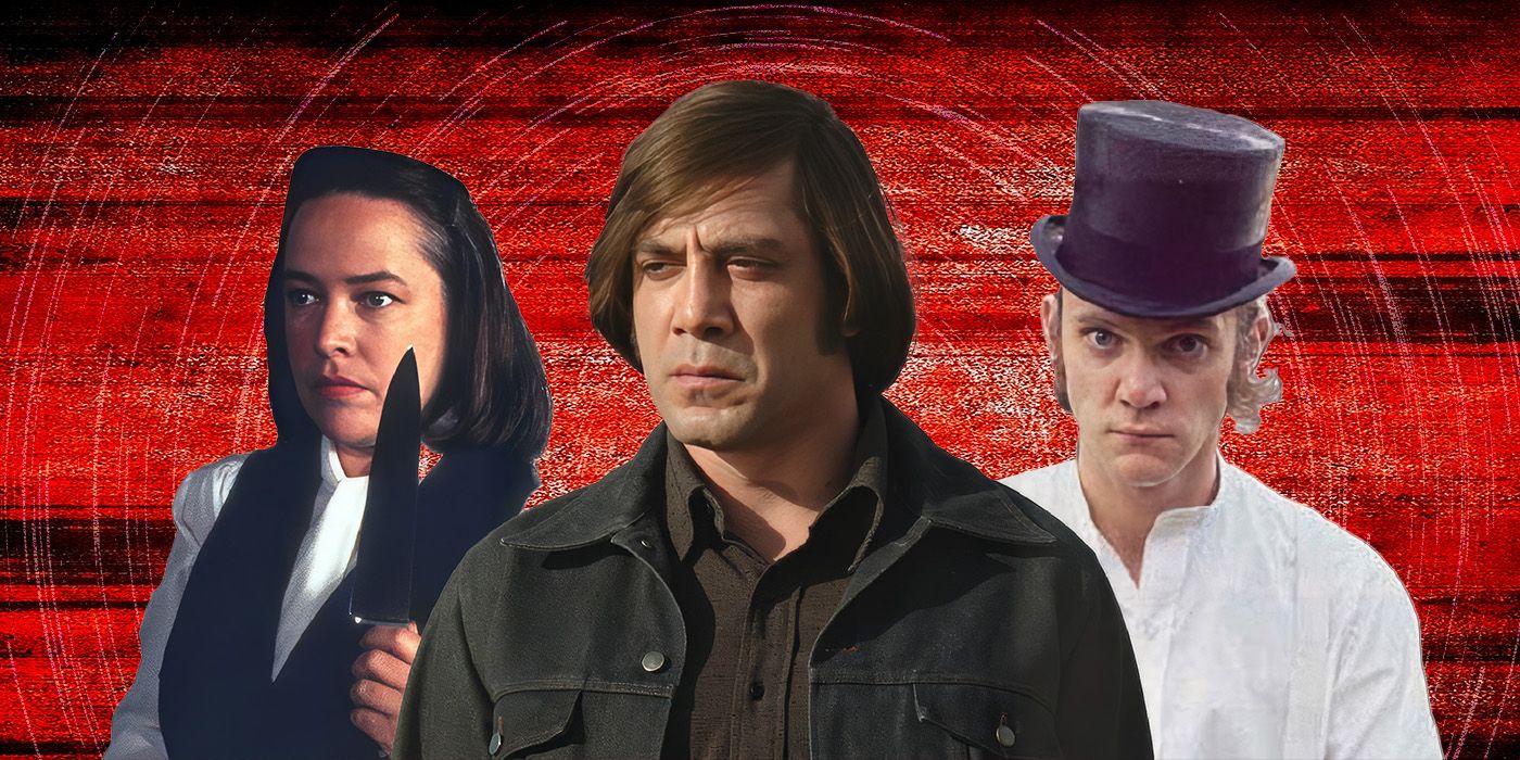 Kathy Bates, Javier Bardem and Malcolm MacDowell in Famous Movie Killers Feature image