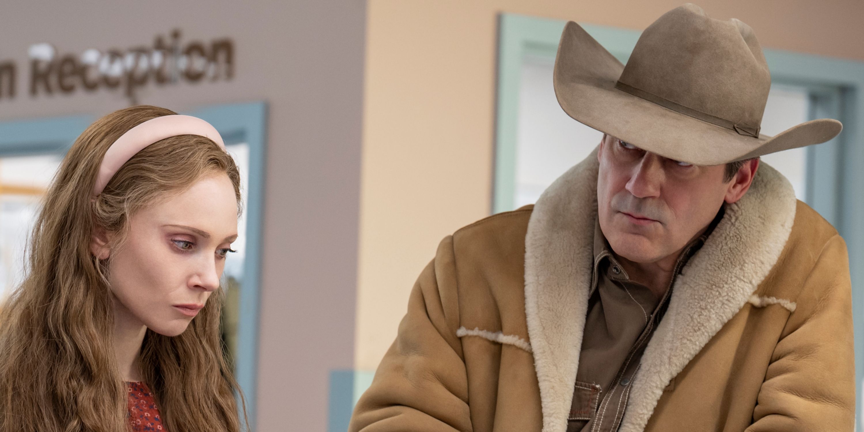 June Temple as Dot Lyon and Jon Hamm as Roy Tillman in Episode 8 of Fargo: Year 5