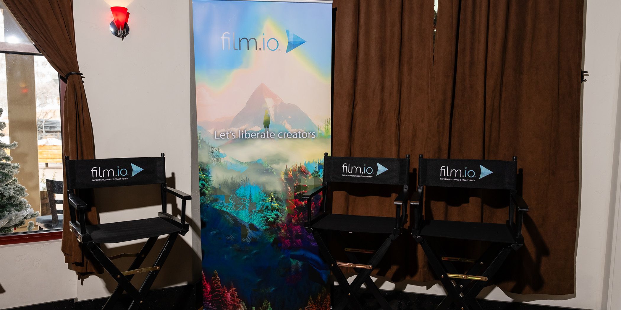 Image of the Collider Studio at Sundance with sponors film.io