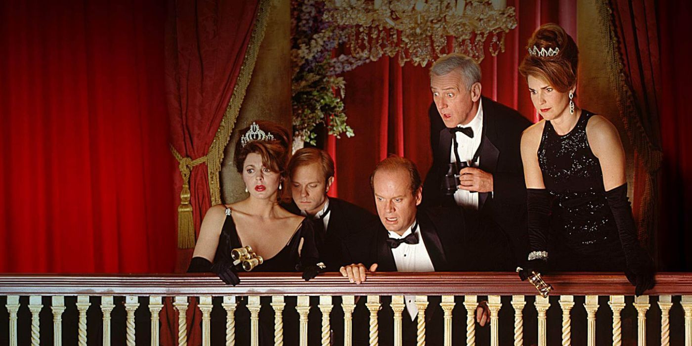 Frasier, Daphne Moon, Niles Crane, Martin Crane, and Roz at the opera.