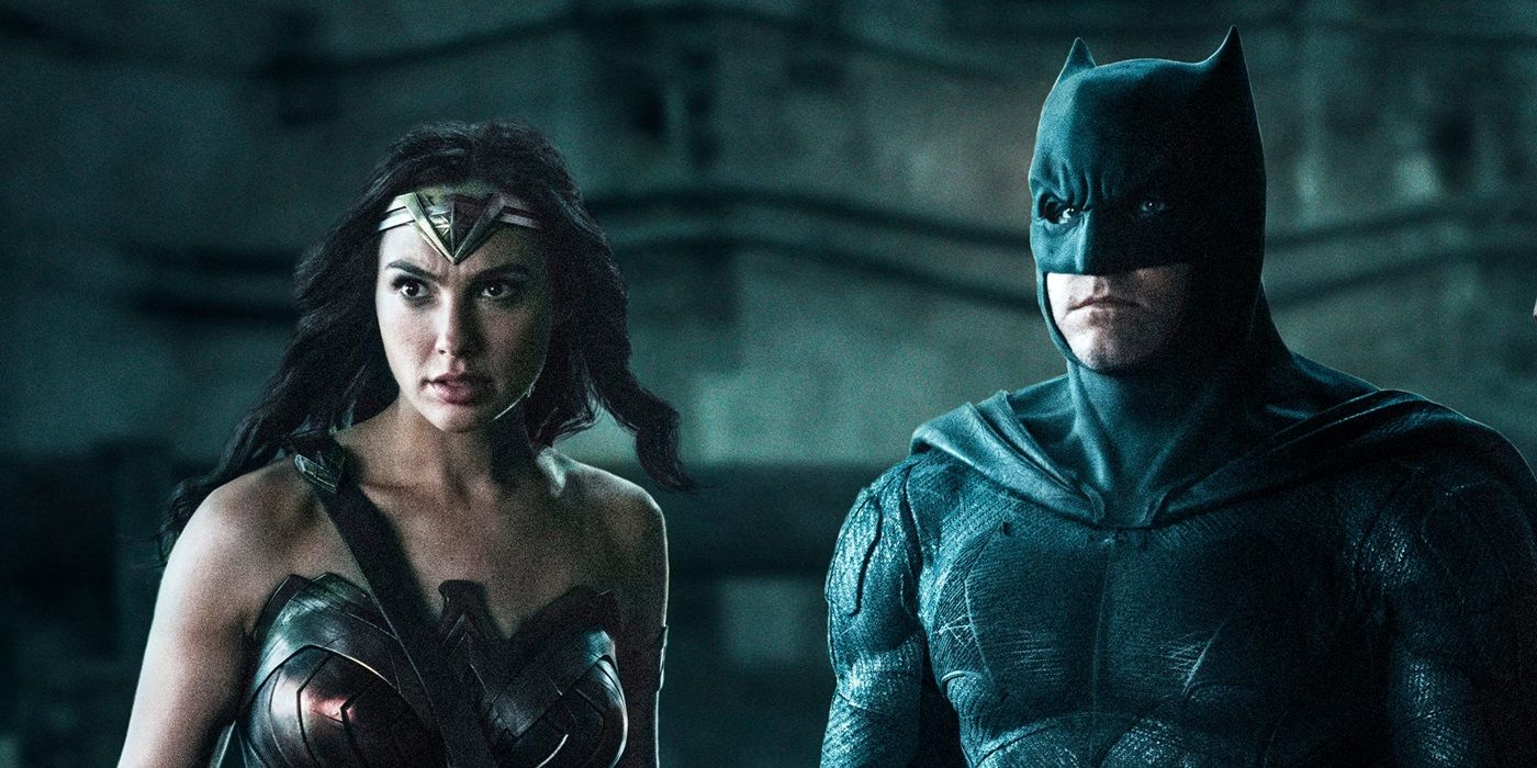 Gal Gadot as Wonder Woman and Ben Affleck as Batman standing side by side in Justice League