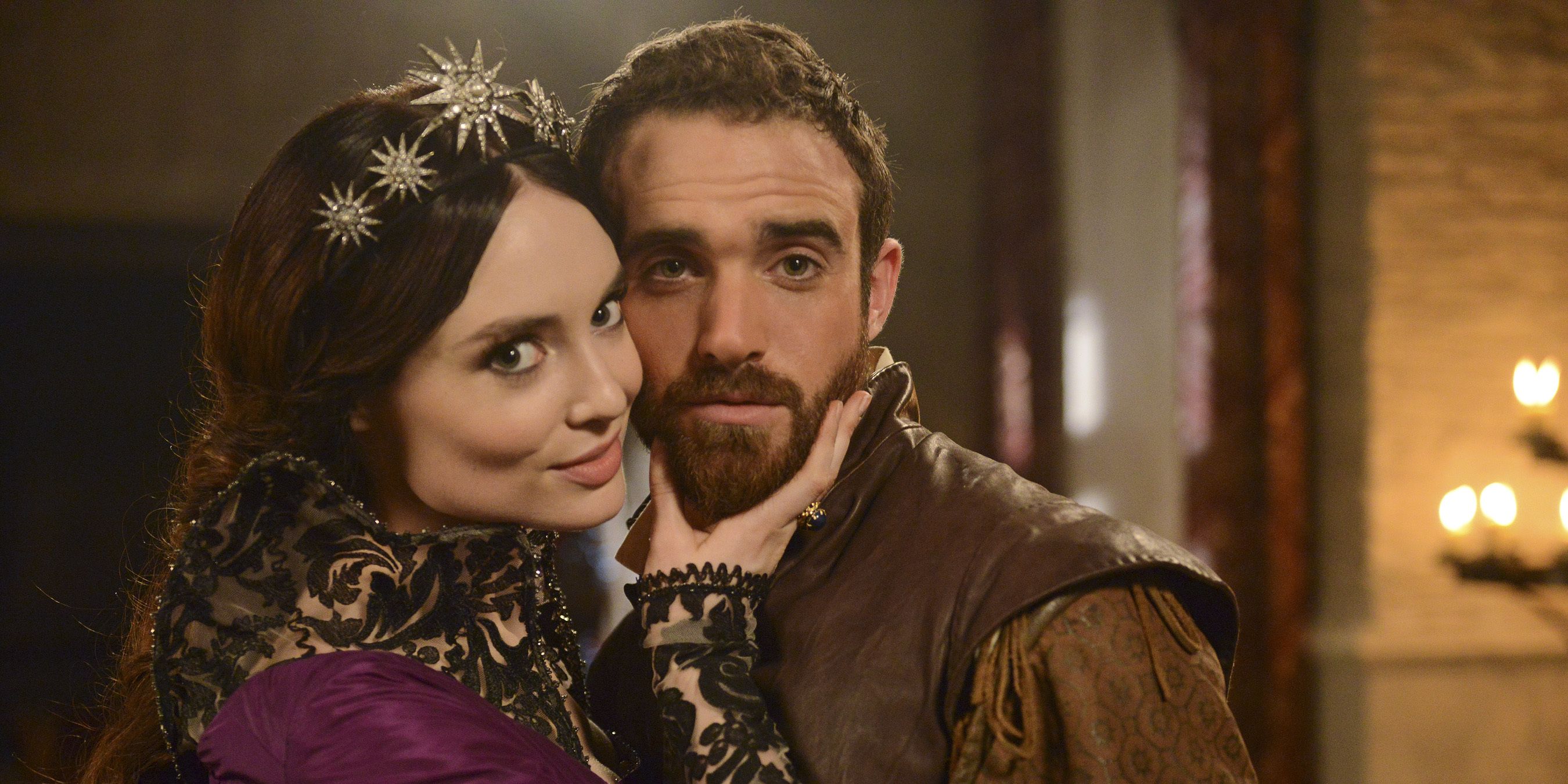 Madalena (Mallory Jansen) holding the Chin of Galavant (Joshua Sasse)