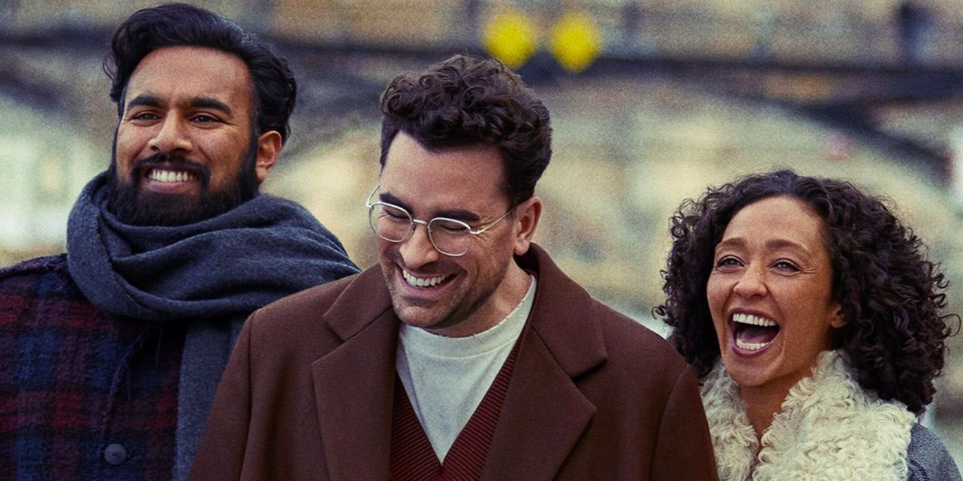 Himesh Patel, Dan Levy, and Ruth Negga on the poster for Good Grief