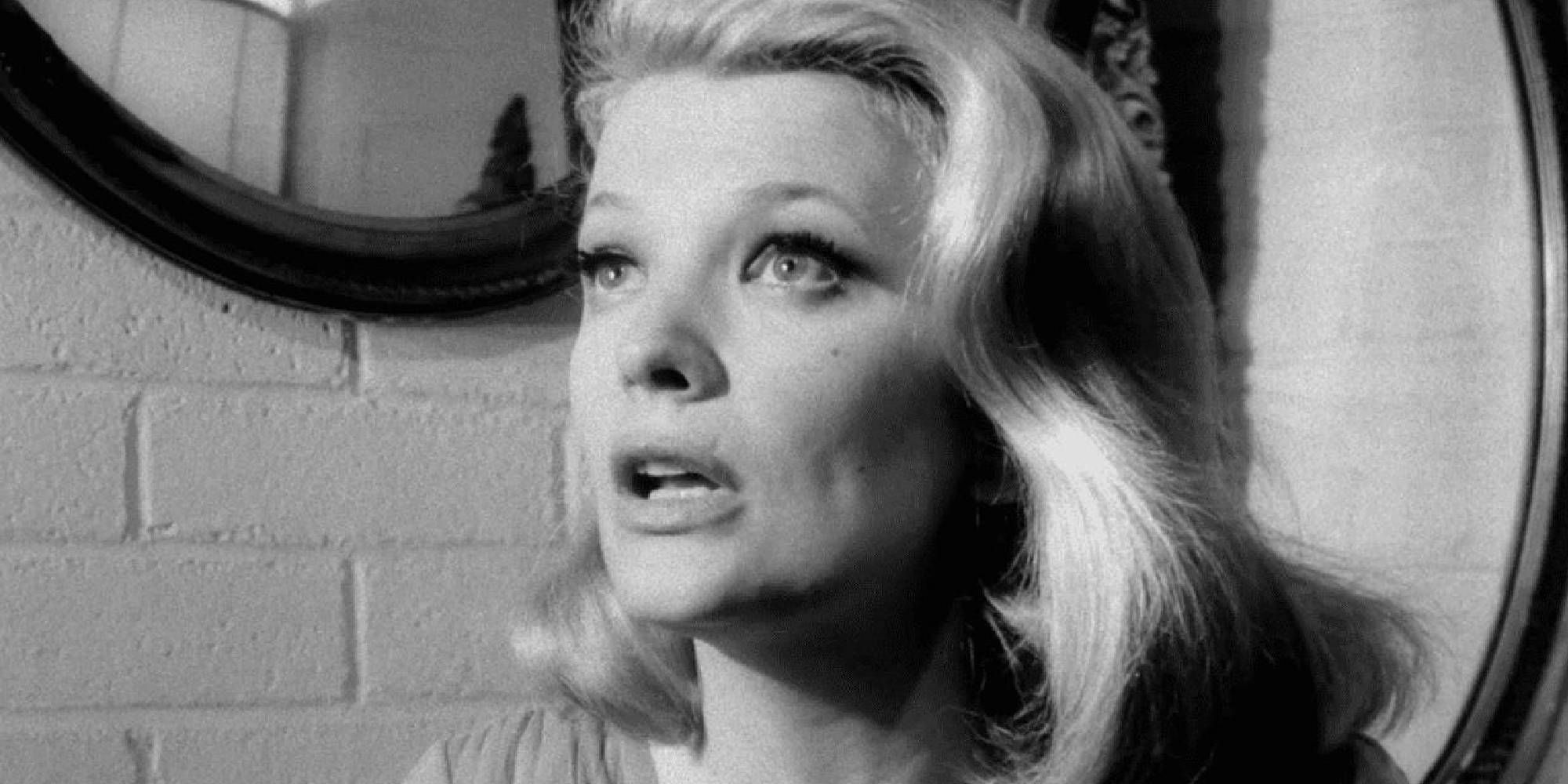 Gena Rowlands speaking while looking at someone or something off-camera in Faces