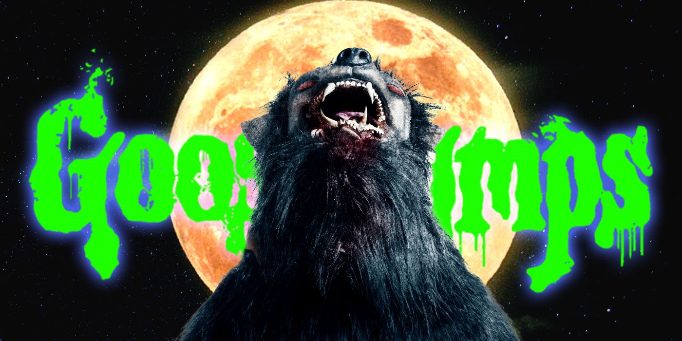 A custom image of a werewolf howling at the moon in front of the green 'Goosebumps' title