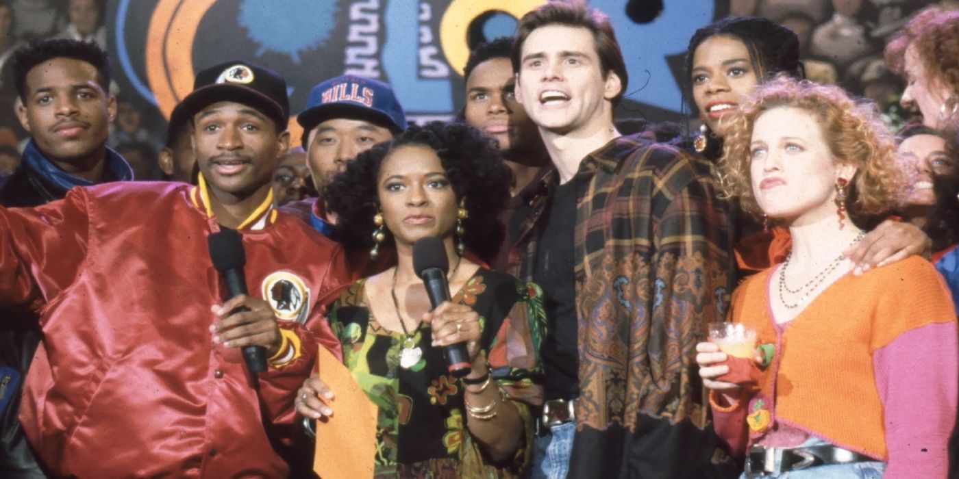 Jim Carrey, Shawn Wayans, Kim Wayans, Kelly Coffield Park in In Living Color