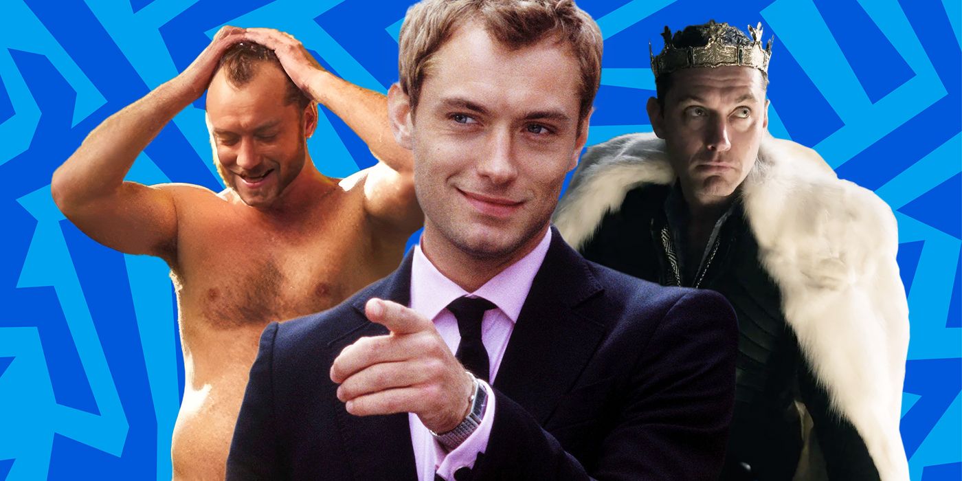 Blended image showing Jude Law in three different movies