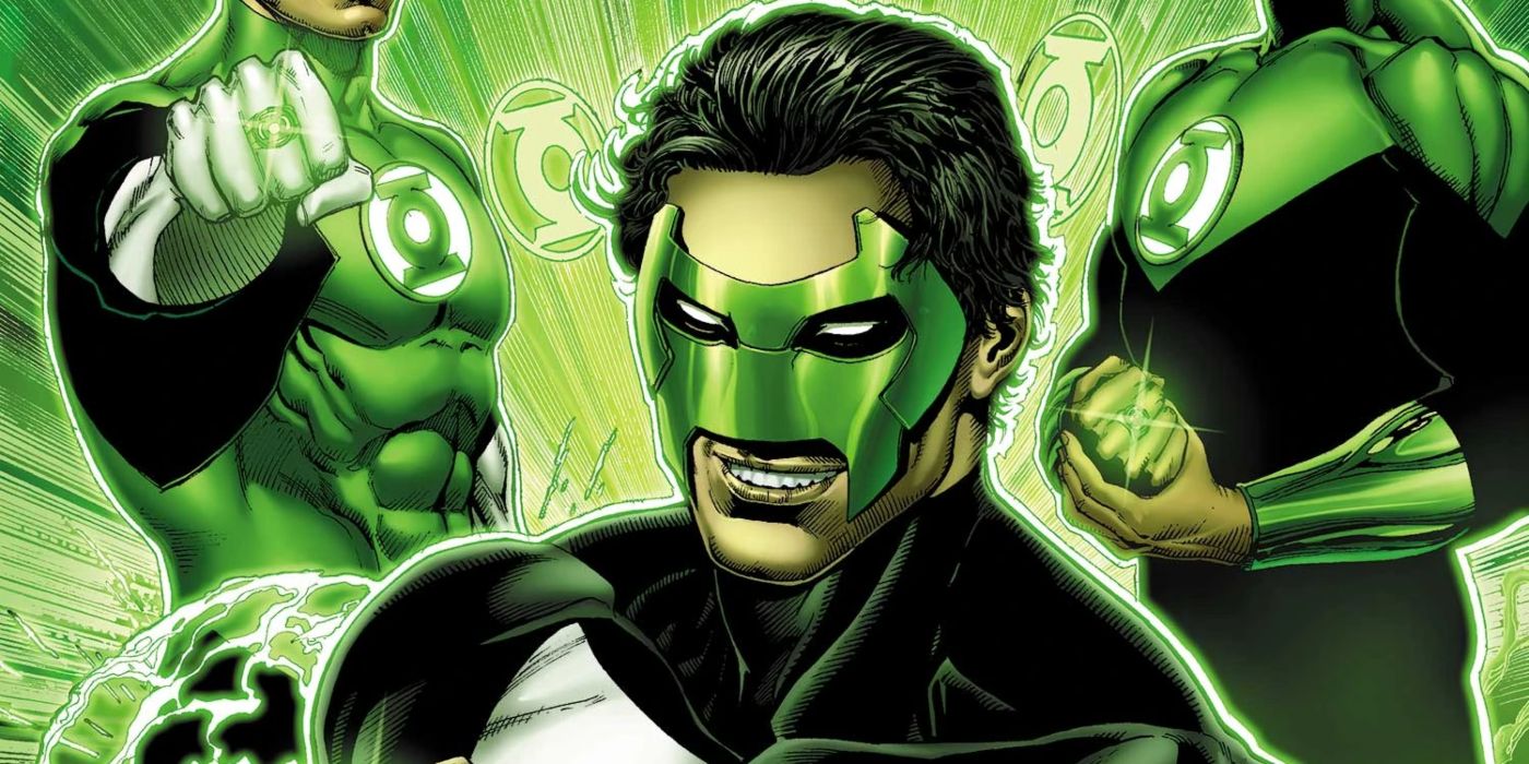 Kyle Rayner's Green Lantern in front of Hal Jordan and John Stewart
