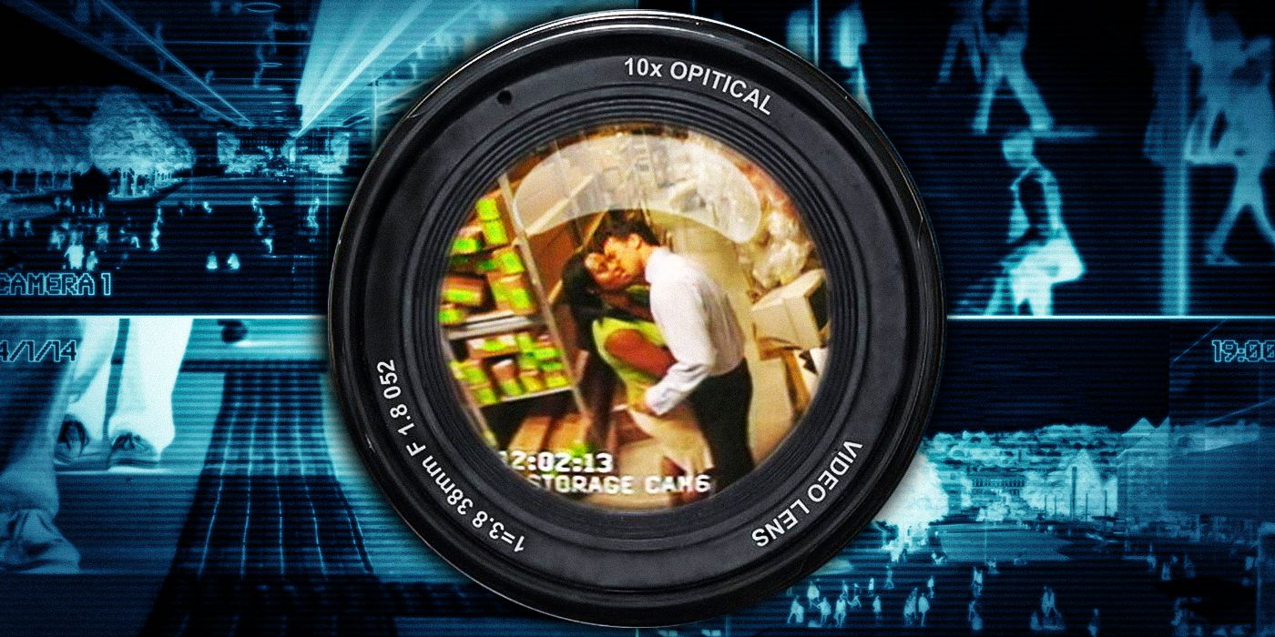 A custom image of two people kissing in Look, as seen through a camera lens