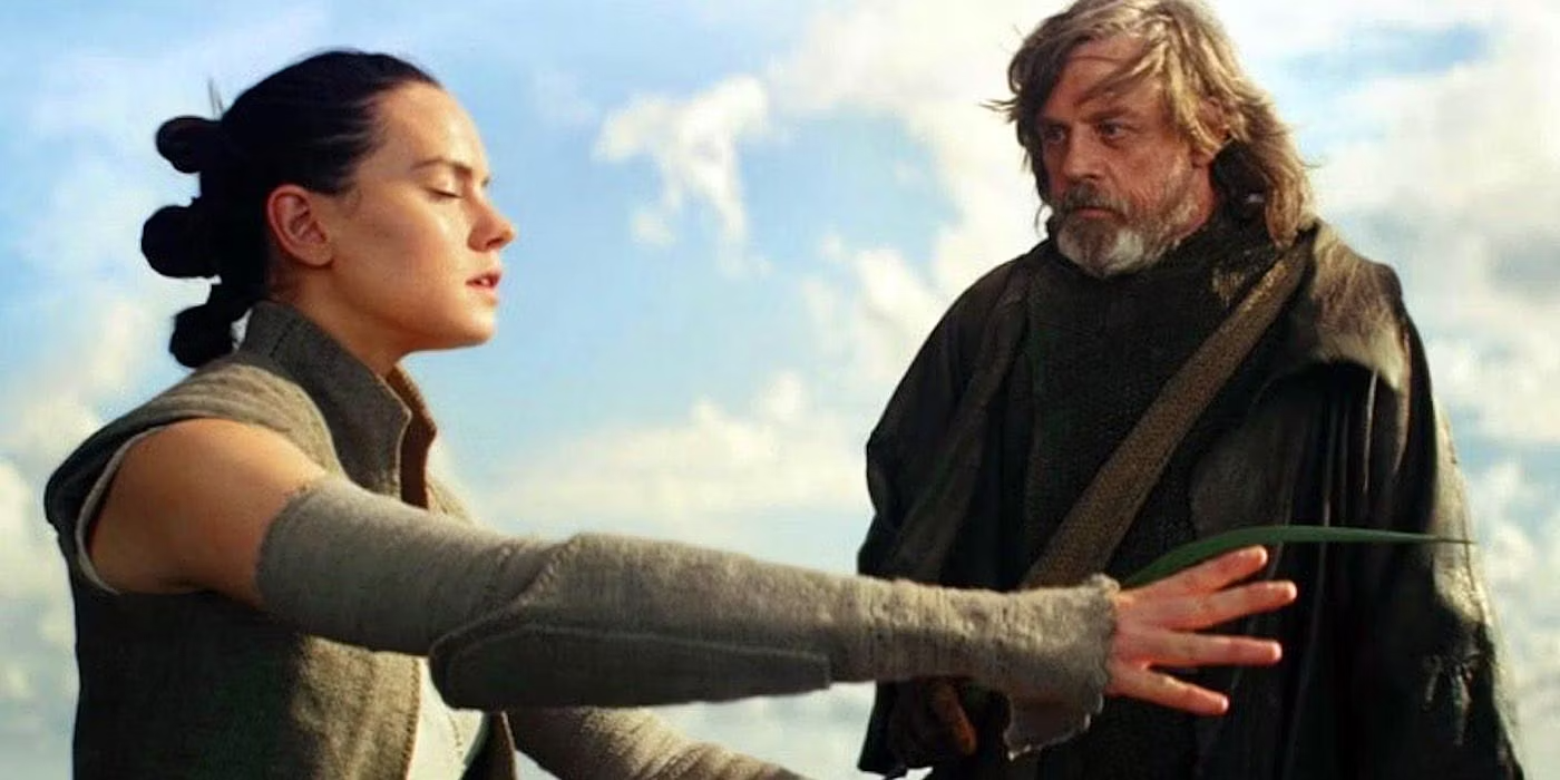 Luke Skywalker trains Rey in The Last Jedi