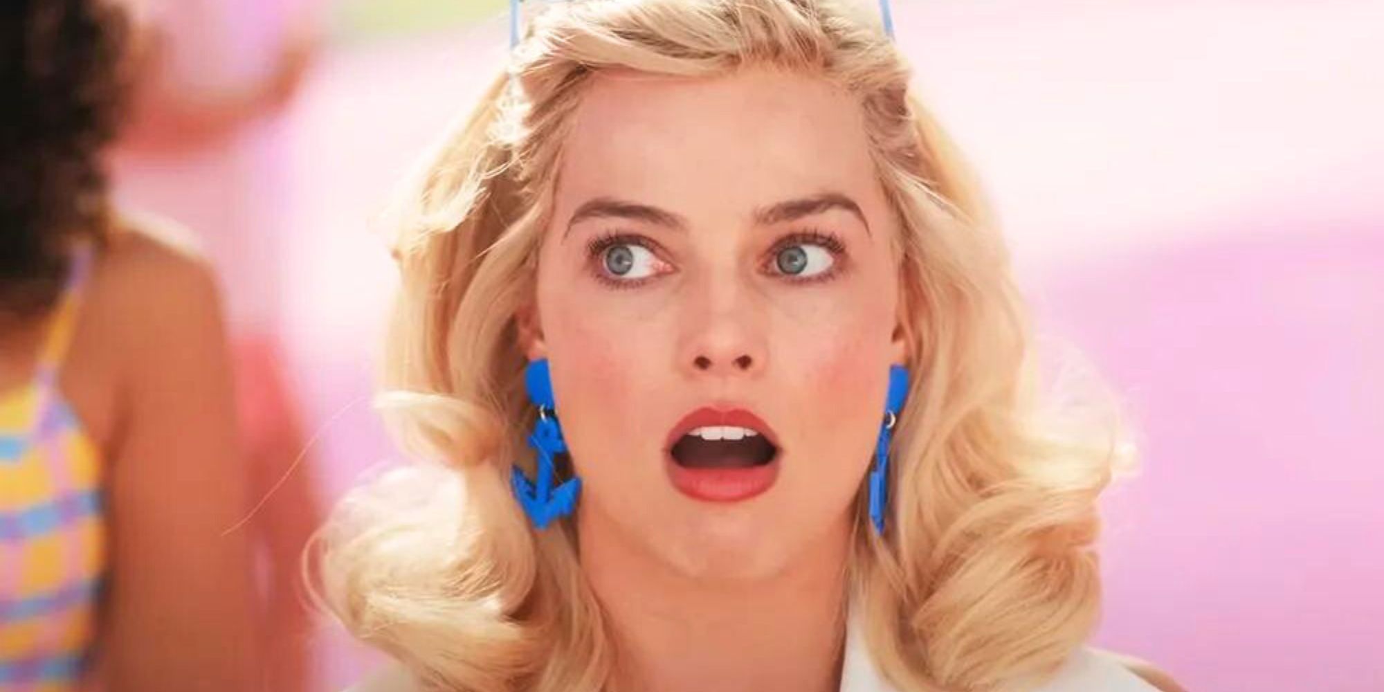 Margot Robbie with her jaw dropped open in Barbie (2023)-1