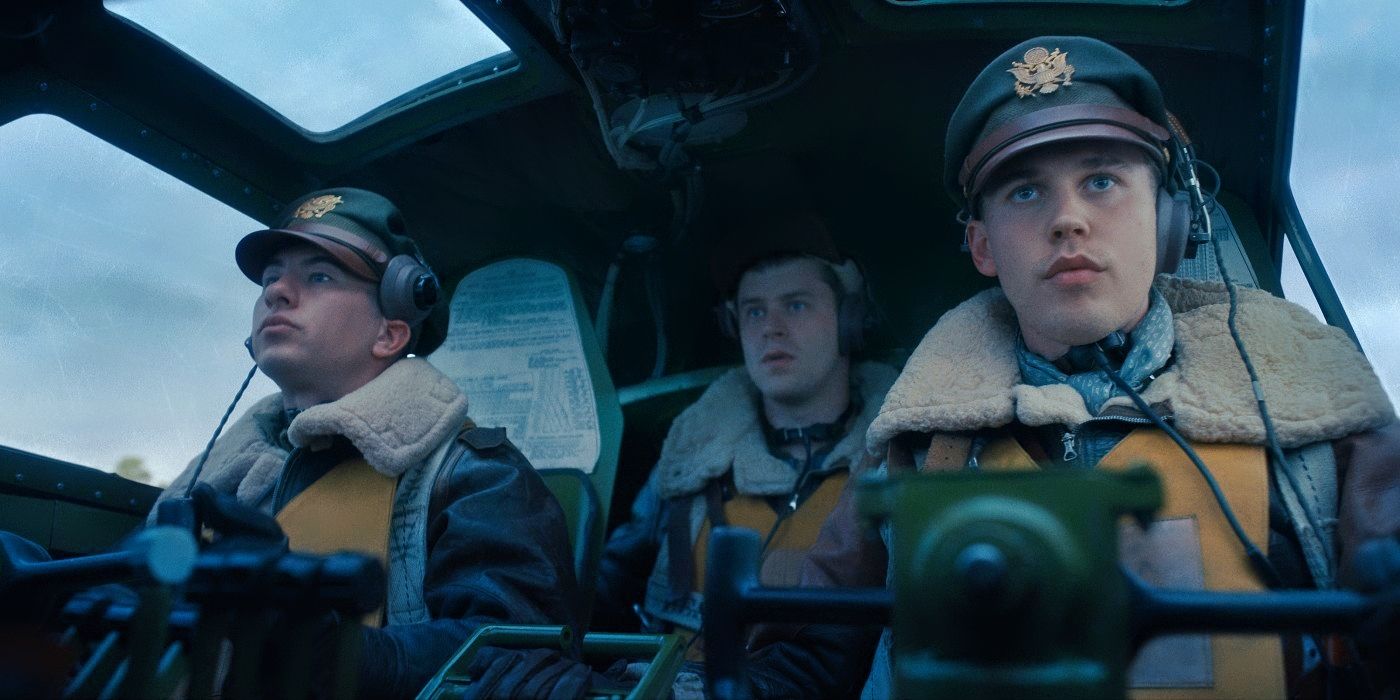 Barry Keoghan and Austin Butler in the cockpit for Masters of the Air