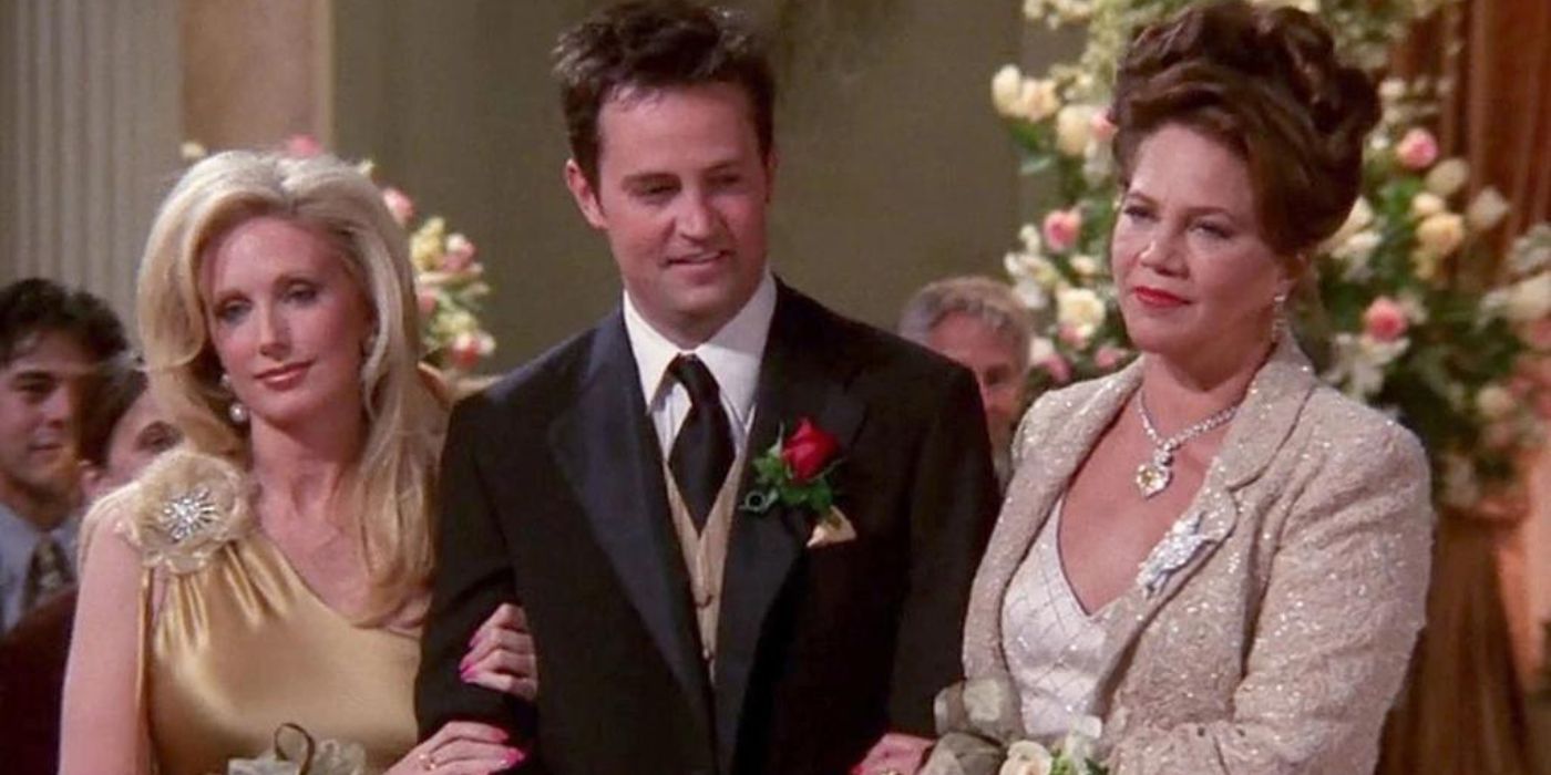 Chandler and his parents walking down the aisle in Friends.