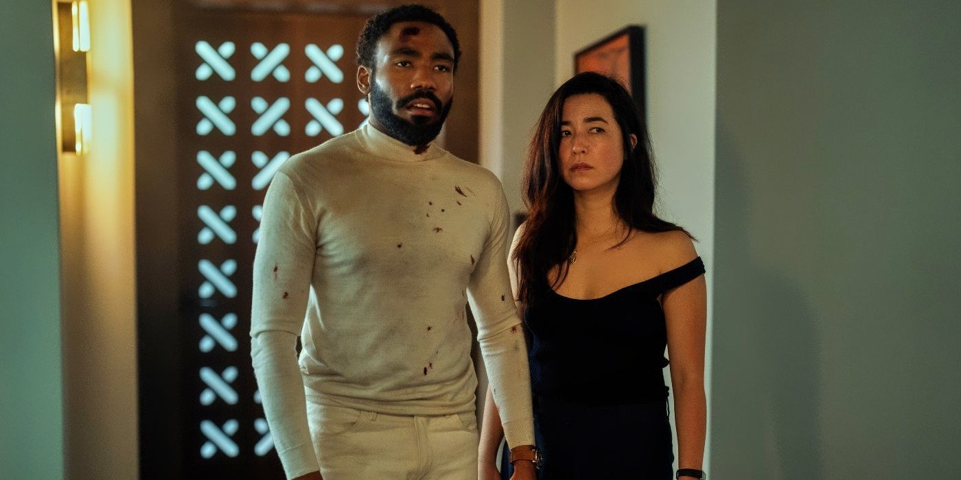 Maya Erskine and Donald Glover in Mr. & Mrs. Smith
