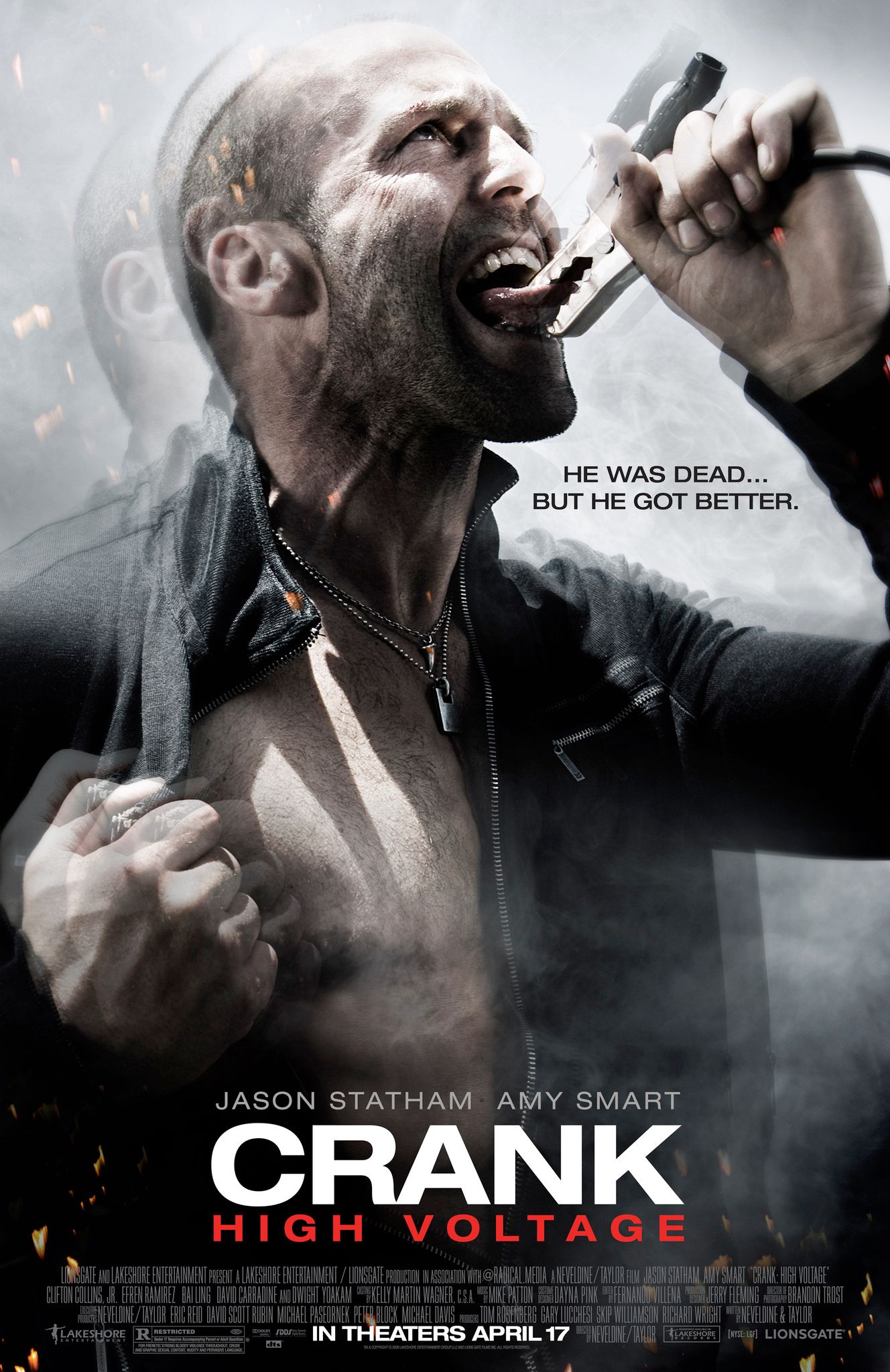Jason Statham on the Crank movie poster