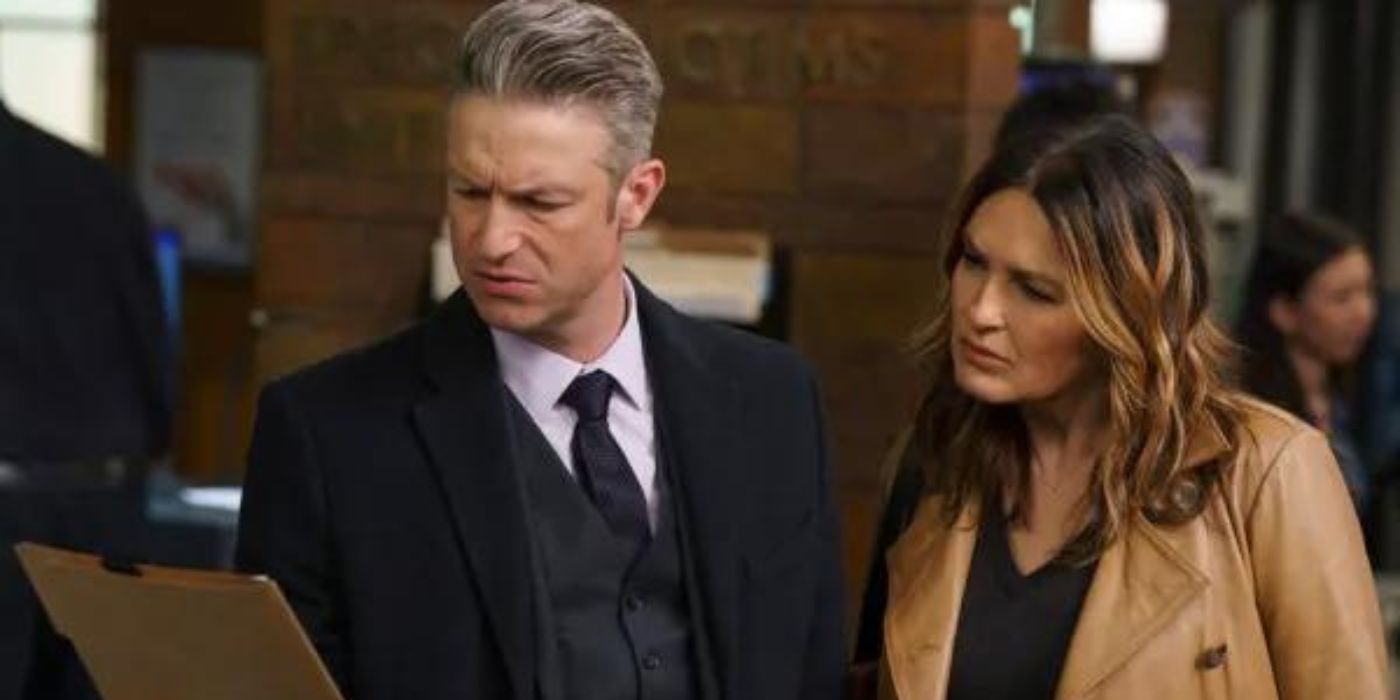 Olivia Benson played by Mariska Hargitay and Sonny Carisi played by Peter Scanavino in SVU Season 25