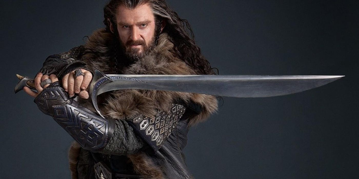 Promotional image featuring Thorin and Orcrist