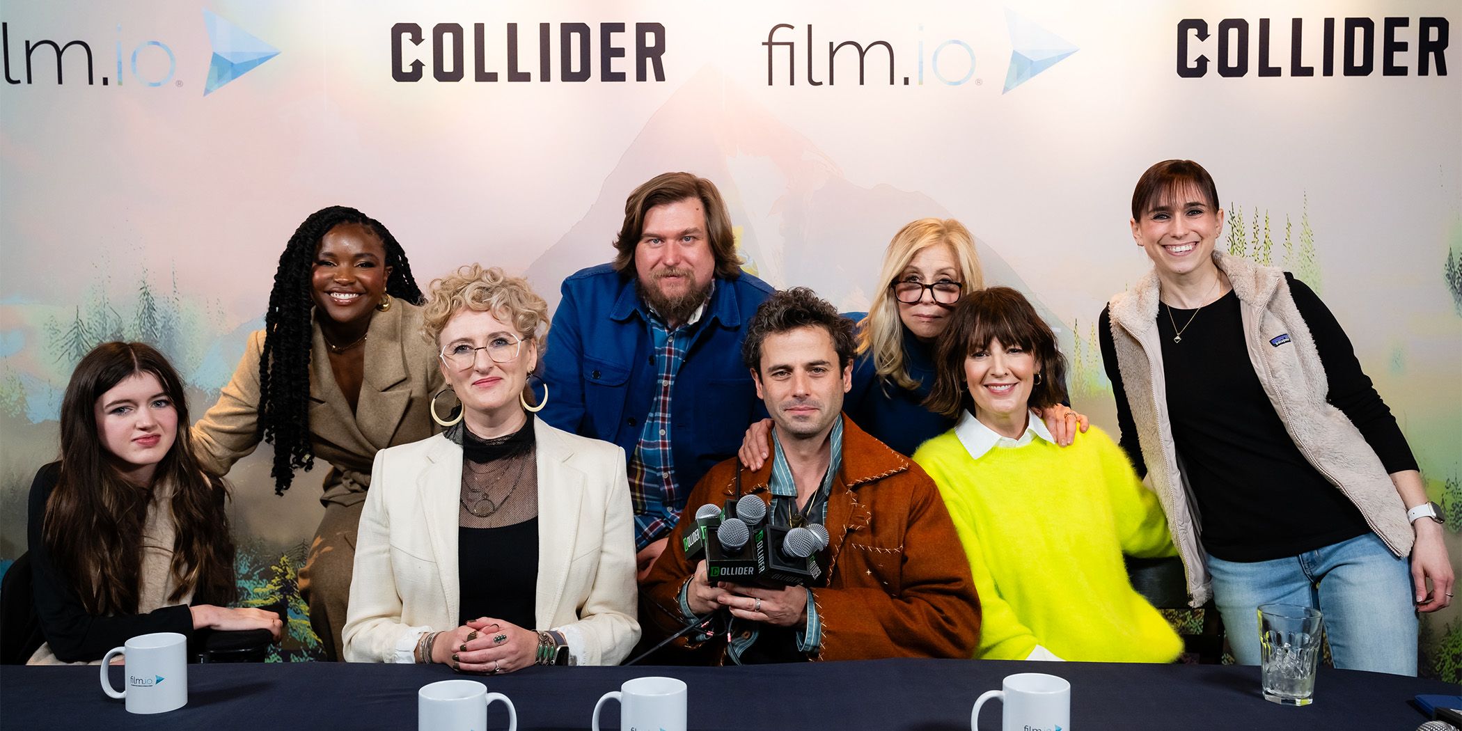 Cast and crew of Out of My Mind posing for a photo at Sundance 2024