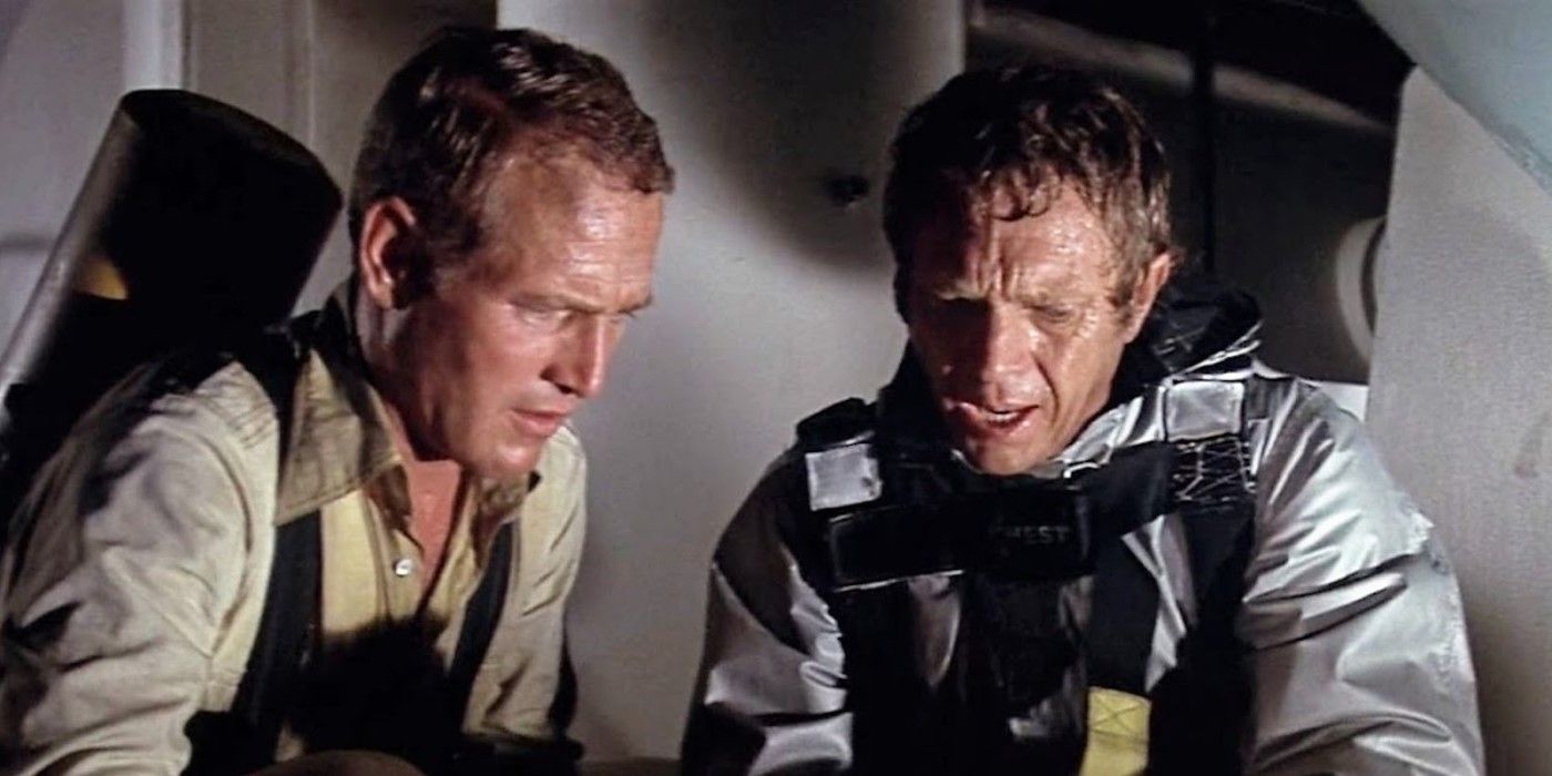 Paul Newman and Steve McQueen in a scene from 'The Towering Inferno'.