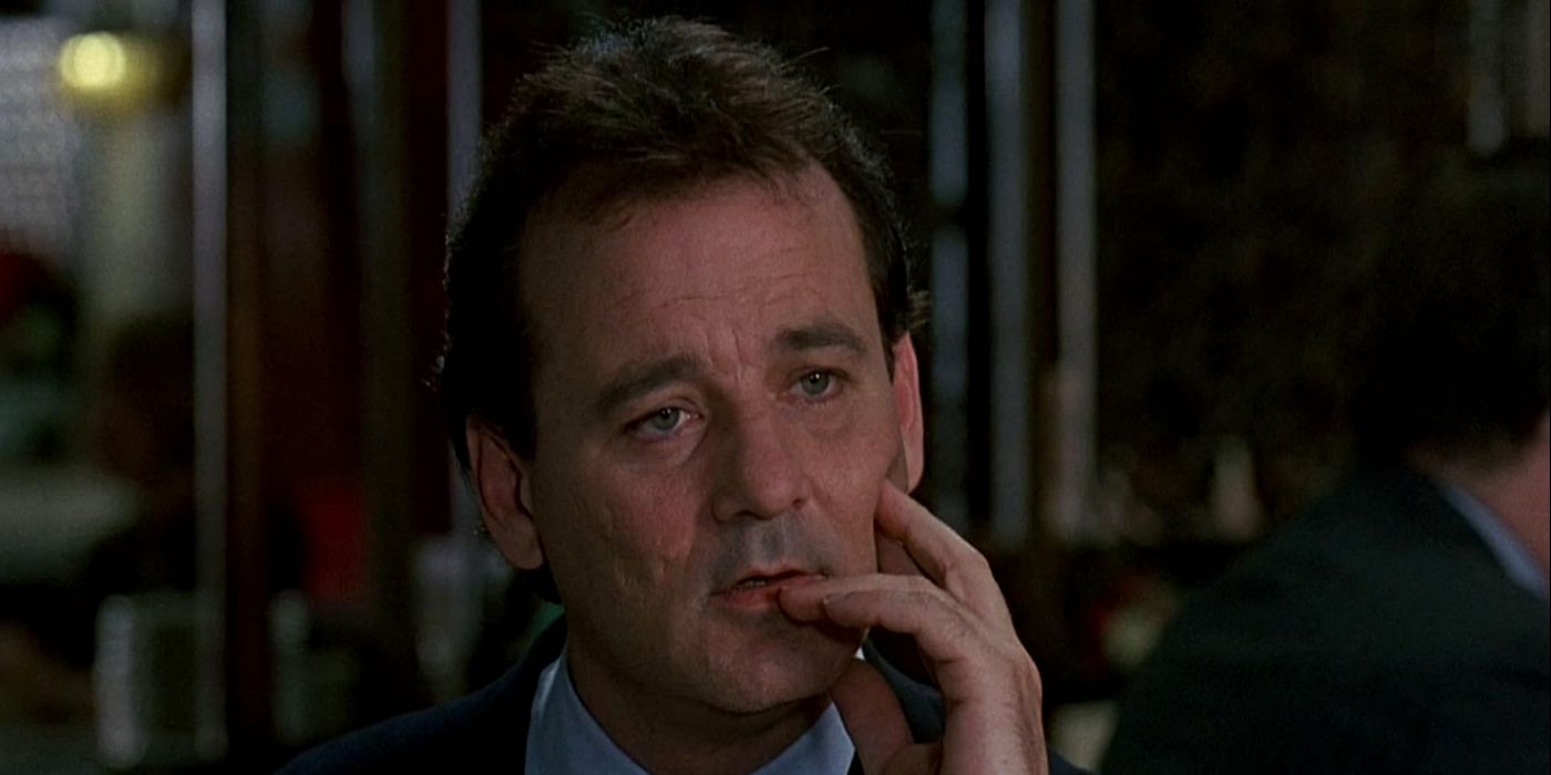 close up of Phil Connors (Bill Murray) in a restaurant in Groundhog Day