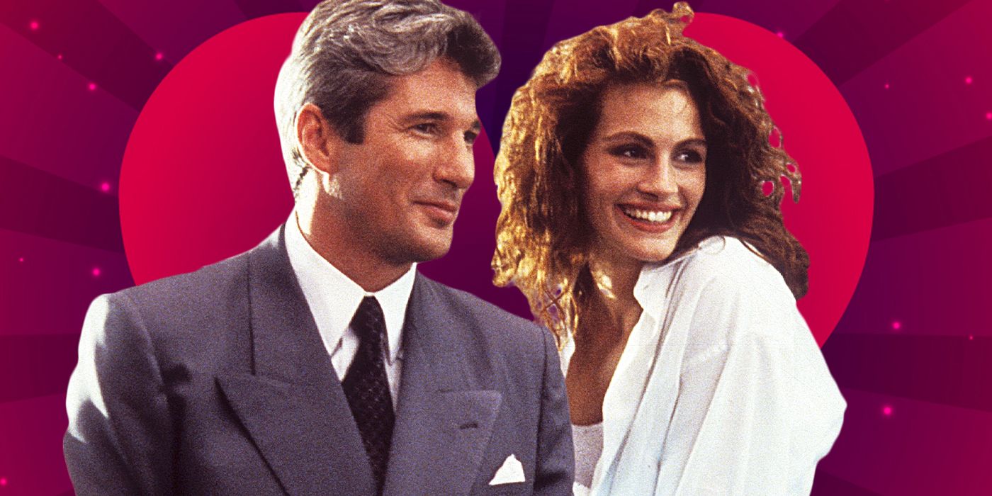 Blended image showing Edward and Vivian from Pretty Woman with a heart in the background.