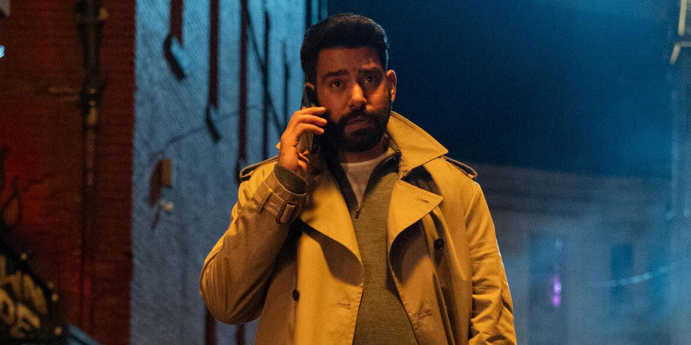 Rahul Kohli on the phone in Death and Other Details