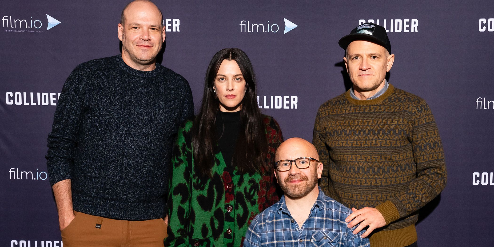 (From left to right) Sasquatch Sunset's Nathan Zellner, Riley Keough, Christophe Zajac-Denek, and David Zellner posing at Sundance 2024