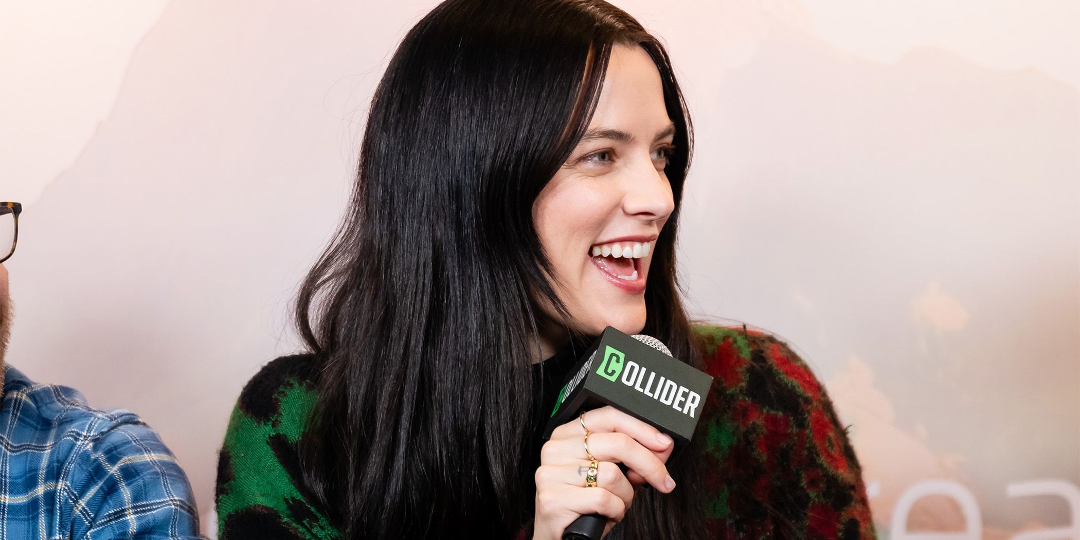 Sasquatch Sunset's Riley Keough laughing in an interview at Sundance 2024