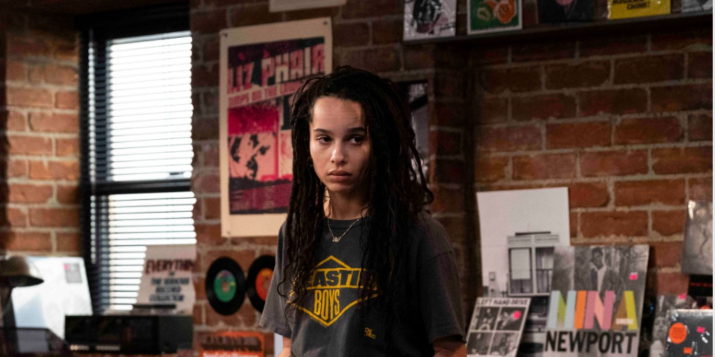 Zoe Kravitz as Rob working in record store in 'High Fidelity'