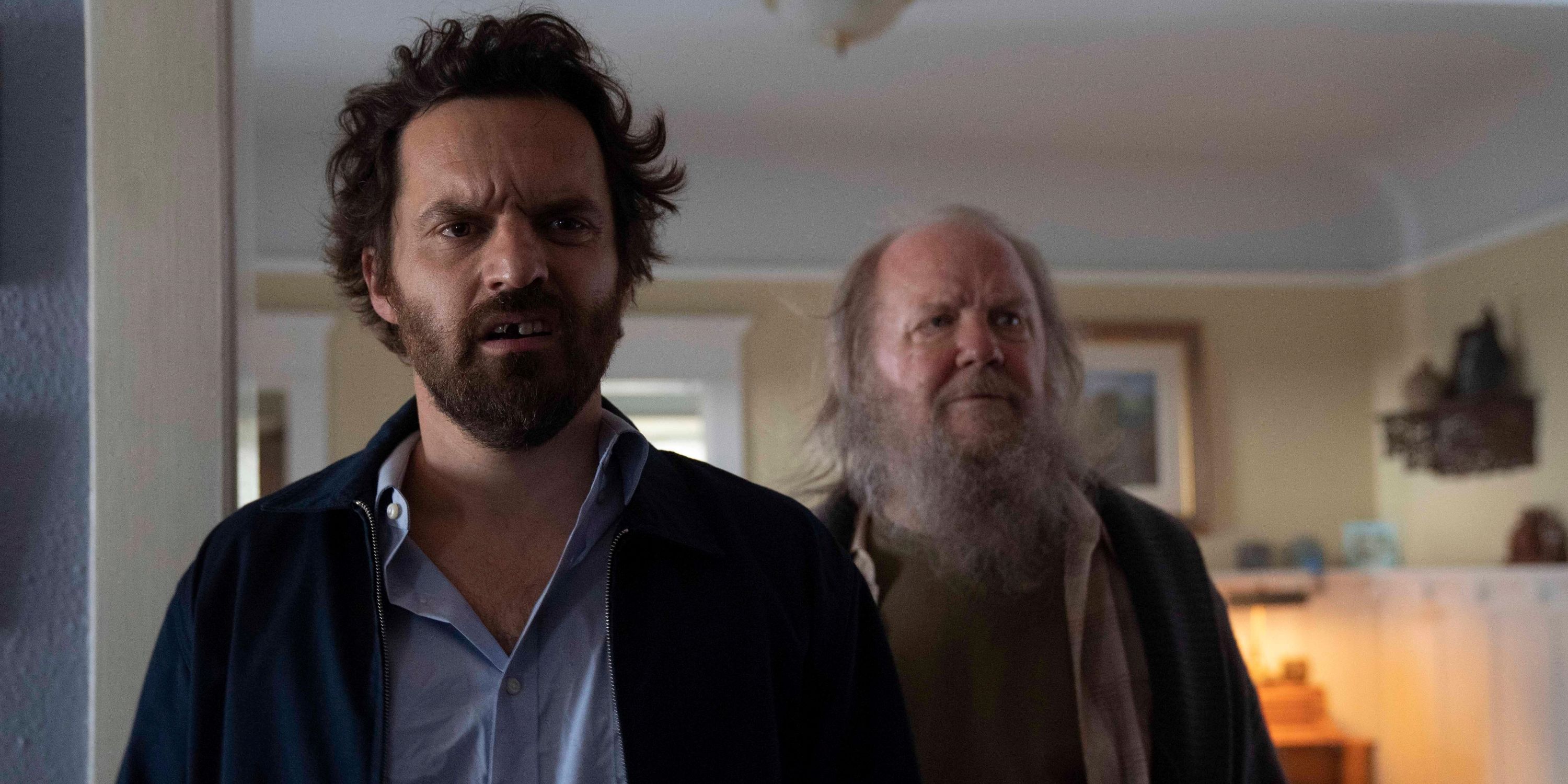 Jake Johnson as Tommy and Biff Wiff as James in Self Reliance