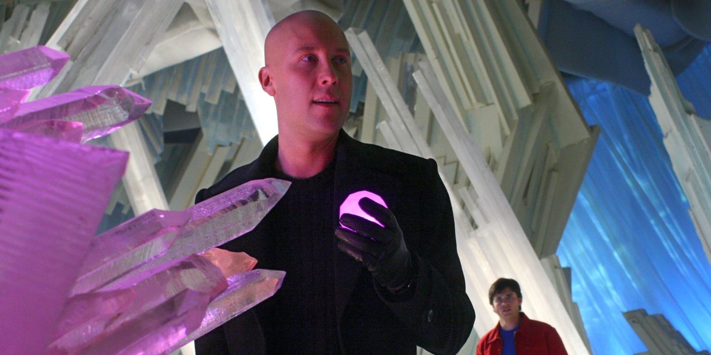 Michael Rosenbaum as Lex Luthor and Tom Welling as Clark Kent in the Fortress of Solitude in the 'Smallville' episode 