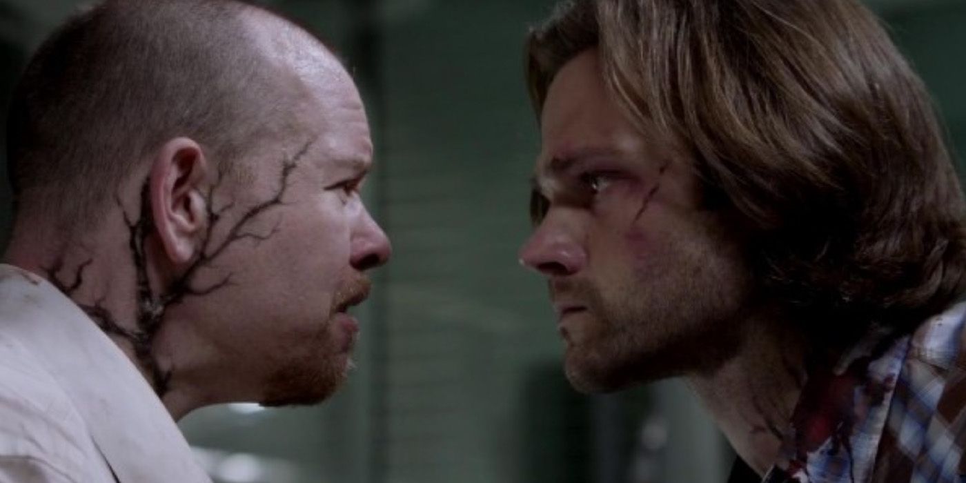 Sam (Jared Padalecki) confronts an infected man on 'Supernatural'