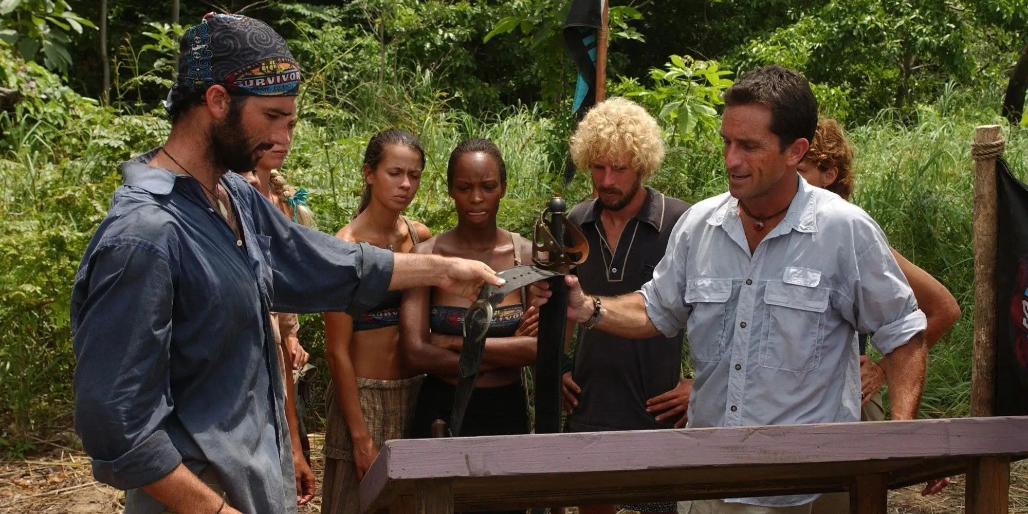 A still from the Survivor: Pearl Islands episode, "The Great Lie"