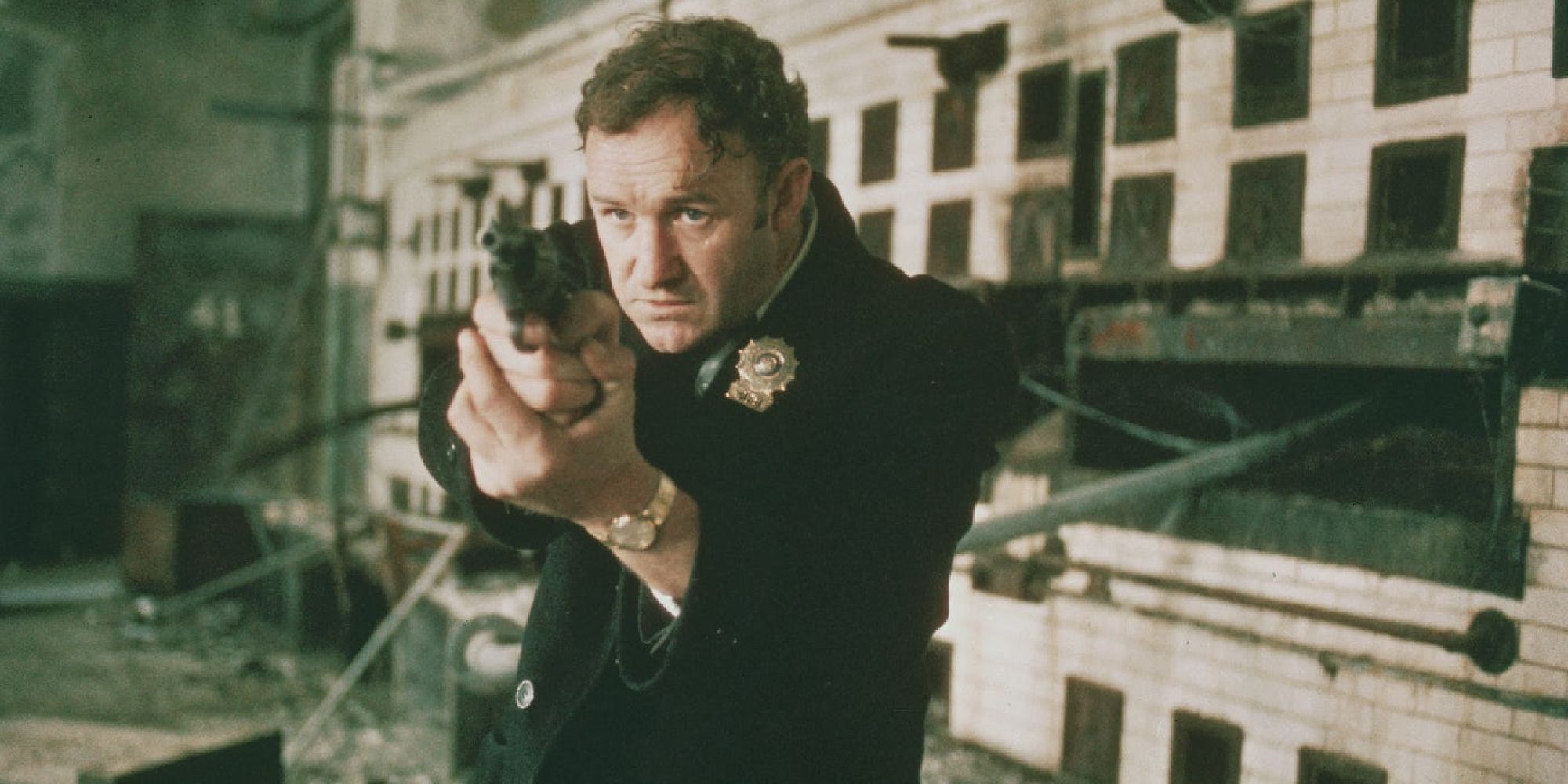 Jimmy "Popeye" Doyle, pointing a gun in William Friedkin's The French Connection (1971)