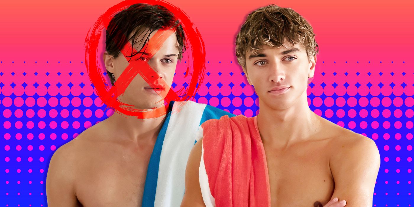 A custom image of Gavin Casalegno and Cristopher Briney from The Summer I Turned Pretty with an X over Briney's face