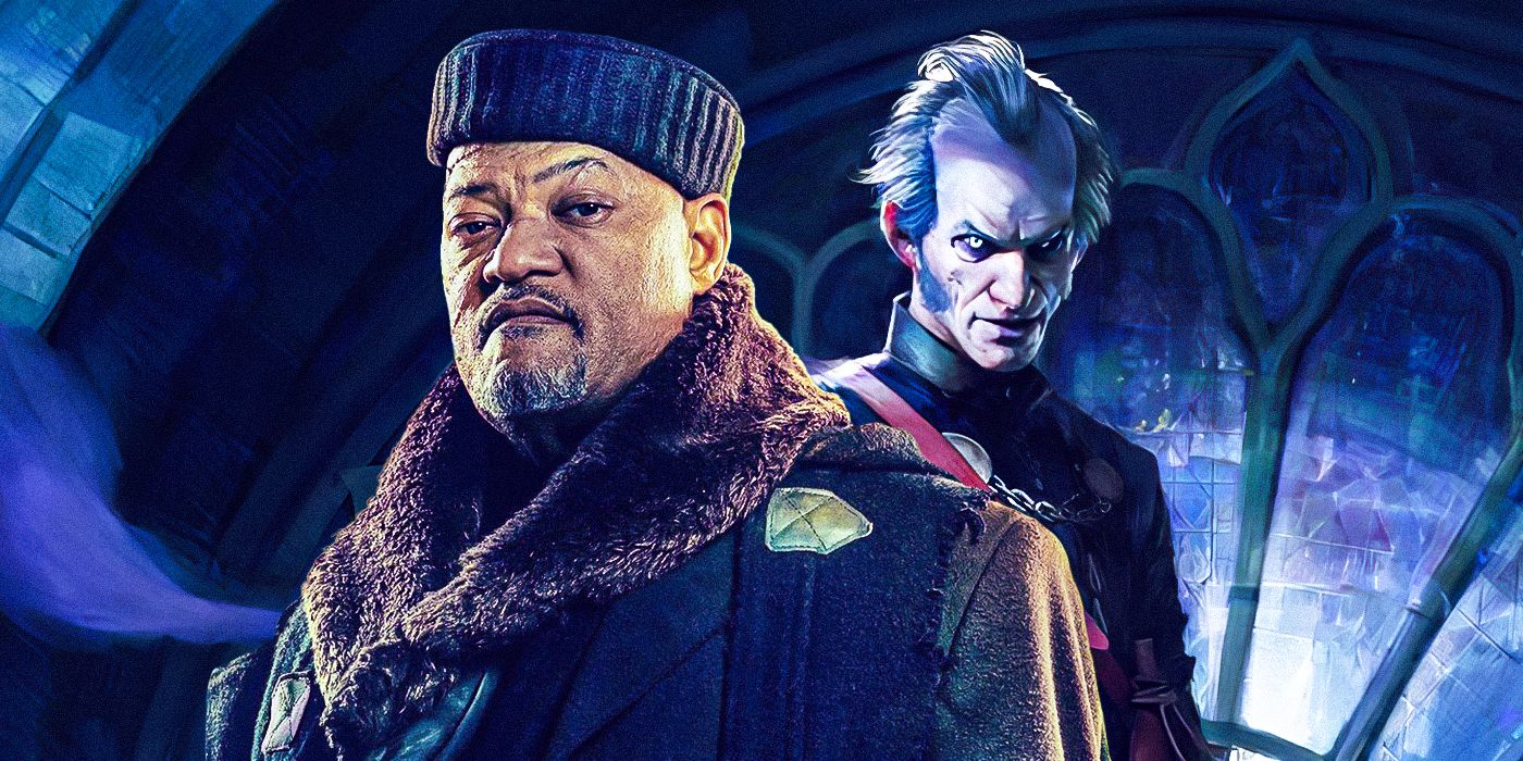 Laurence Fishburne alongside Regis from The Witcher games