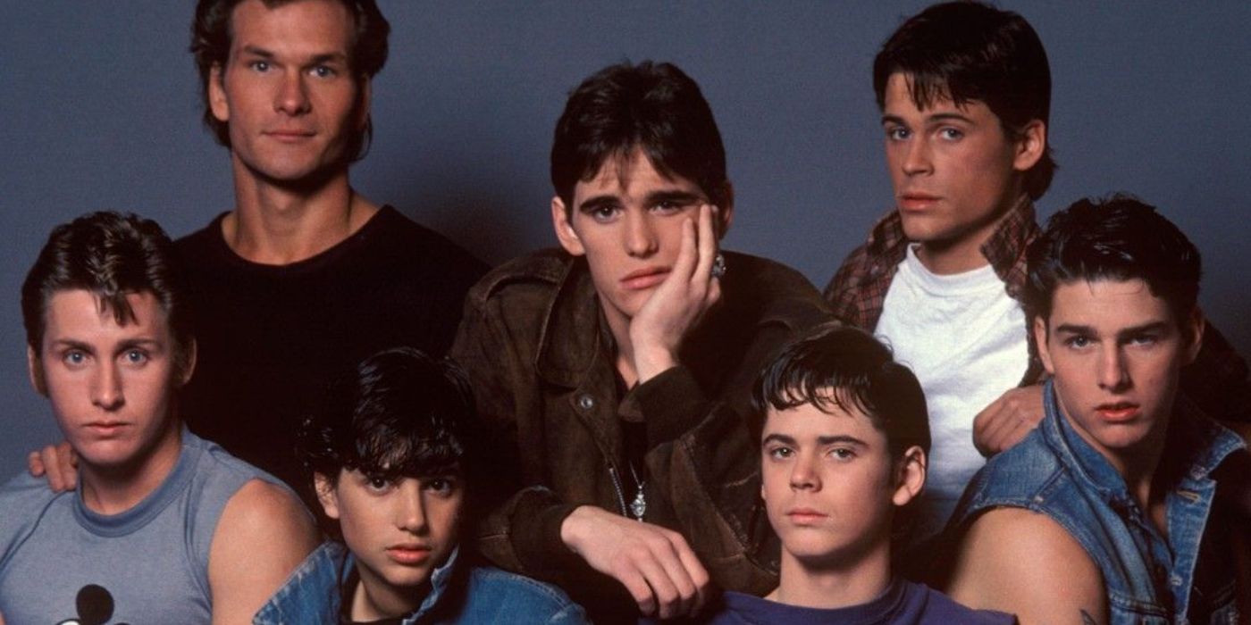 Darry, Dally, & Sodapop. Bottom Row: Two-Bit, Johnny, Ponyboy, & Steve