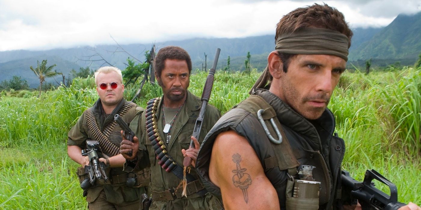 Jack Black, Robert Downey Jr. and Ben Stiller in Tropic Thunder