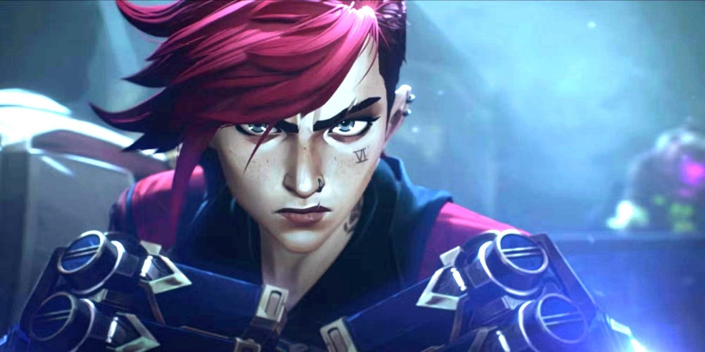Vi (voiced by Hailee Steinfeld) looking angry in Arcane Season 1