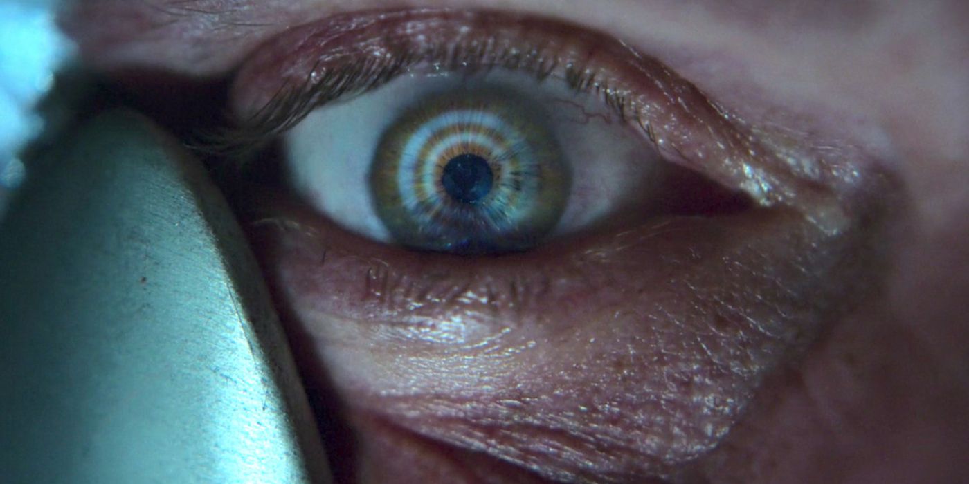 Benjamin Lester Poindexter&rsquo;s (Wilson Bethel) pupils imbued with the Bullseye symbol in Daredevil S3