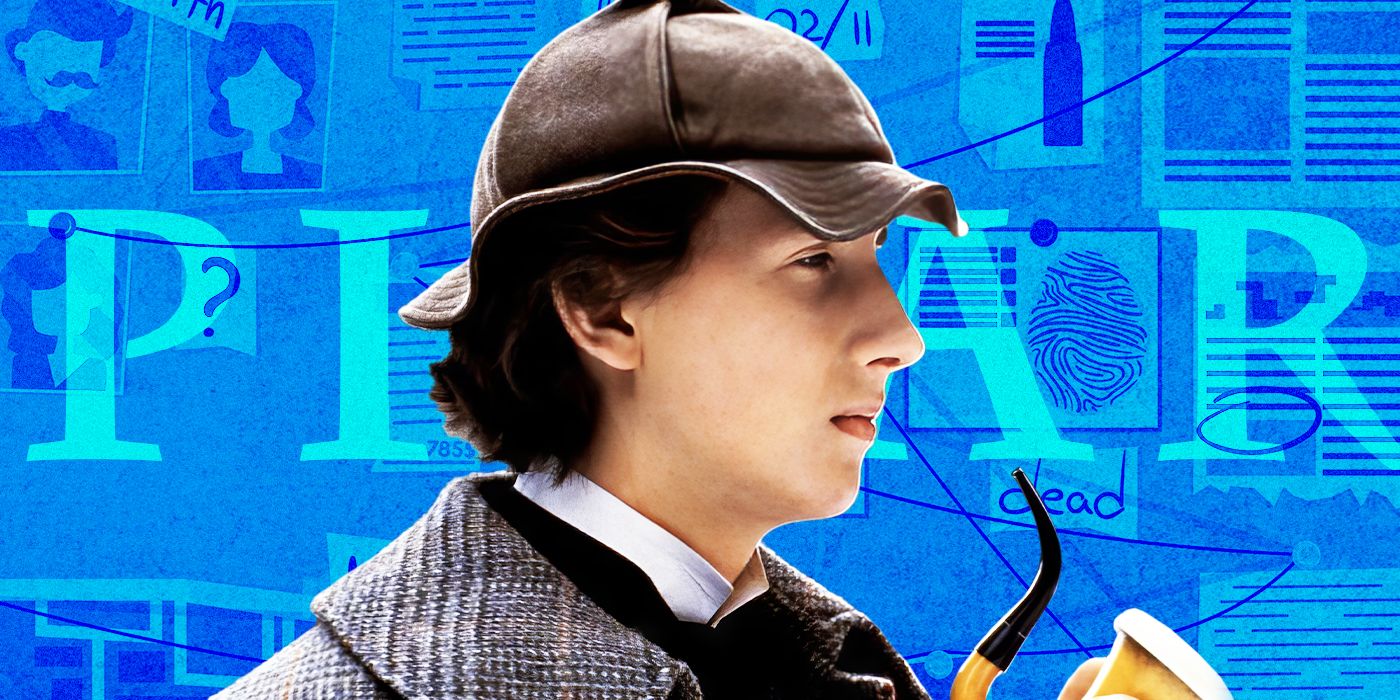 Custom image: Nicholas Rowe as Young Sherlock Holmes in front of a blue background that says 