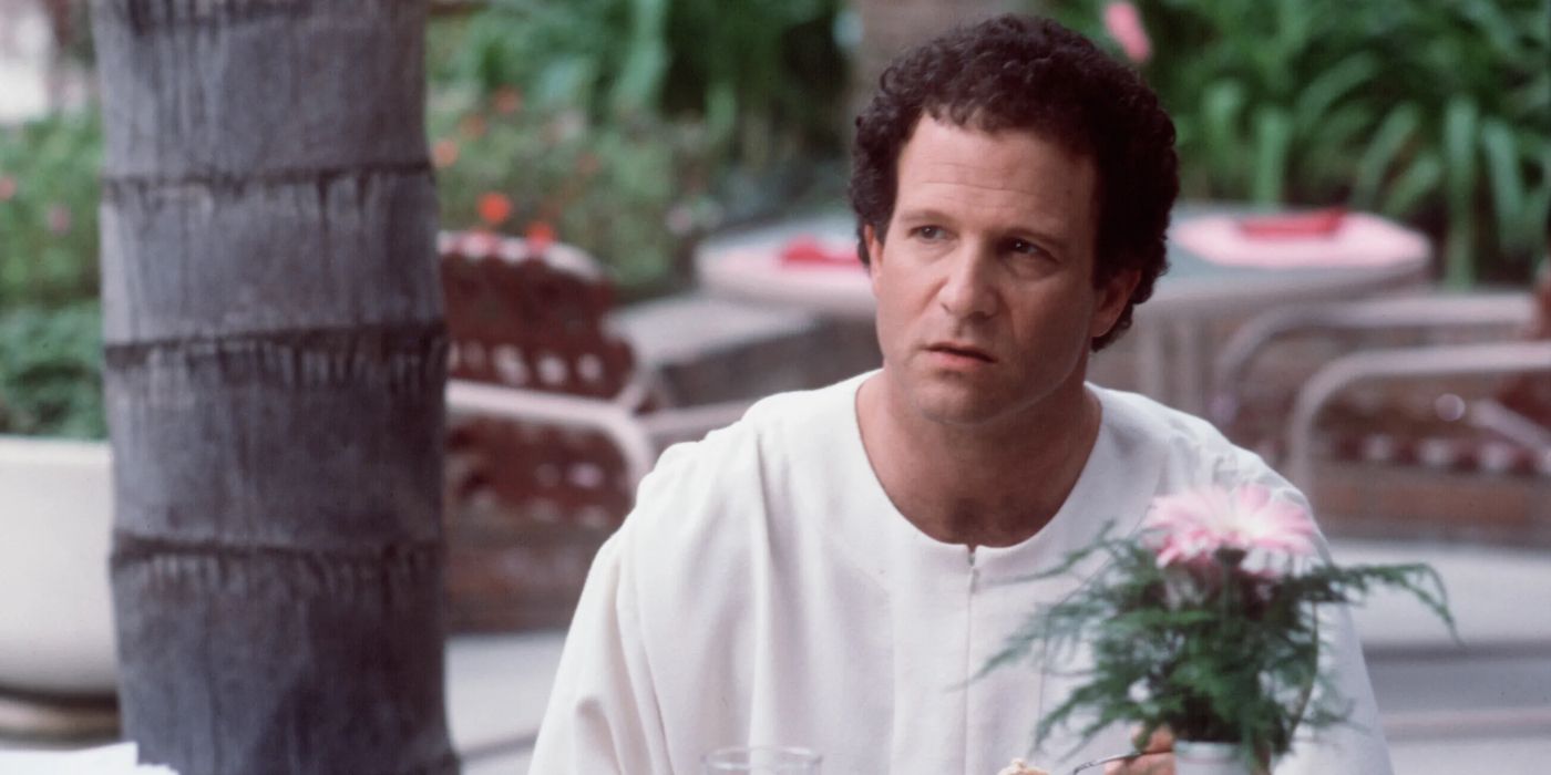 Albert Brooks wearing a white robe in Defending Your Life