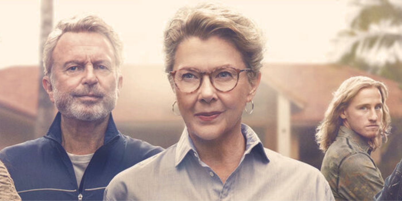 Sam Neill, Annette Bening, and Conor Merrigan Turner on the poster for Apples Never Fall