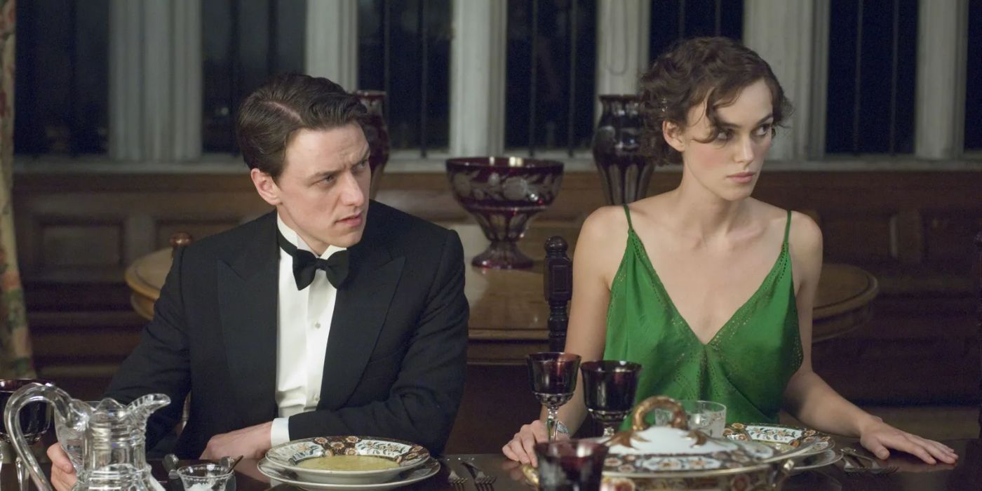 Robbie, played by James McAvoy, and Cecilia, played by Keira Knightley, in Atonement.