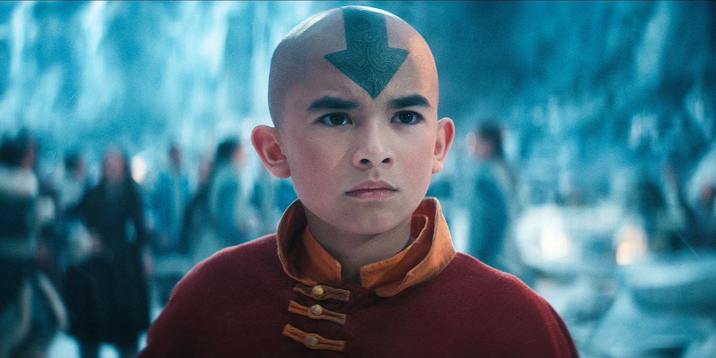 Aang looking intently to the distance in Avatar: The Last Airbender