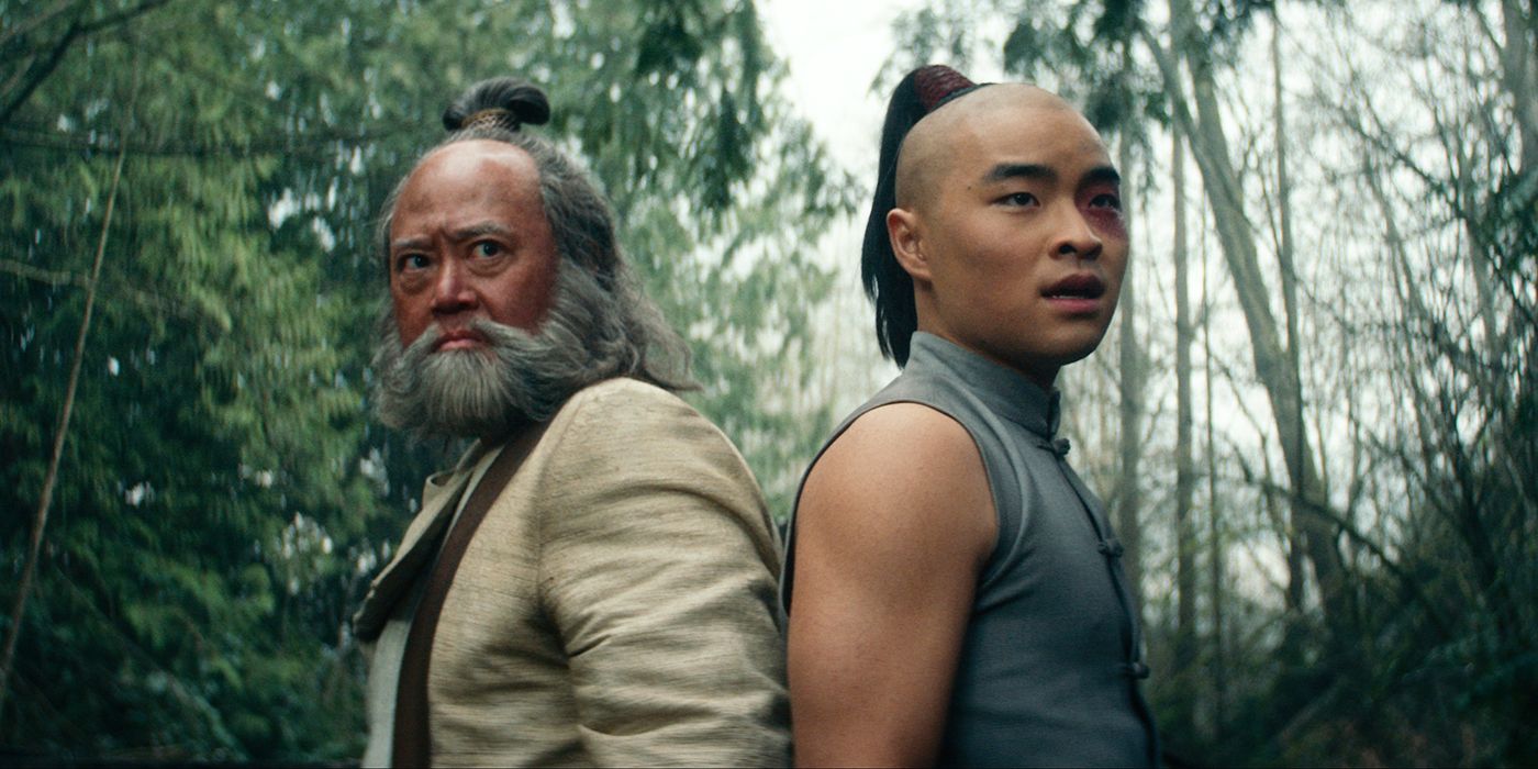 Paul Sun-Hyung Lee as Iroh and Daniel Liu as Zuko fighting together in Avatar: The Last Airbender