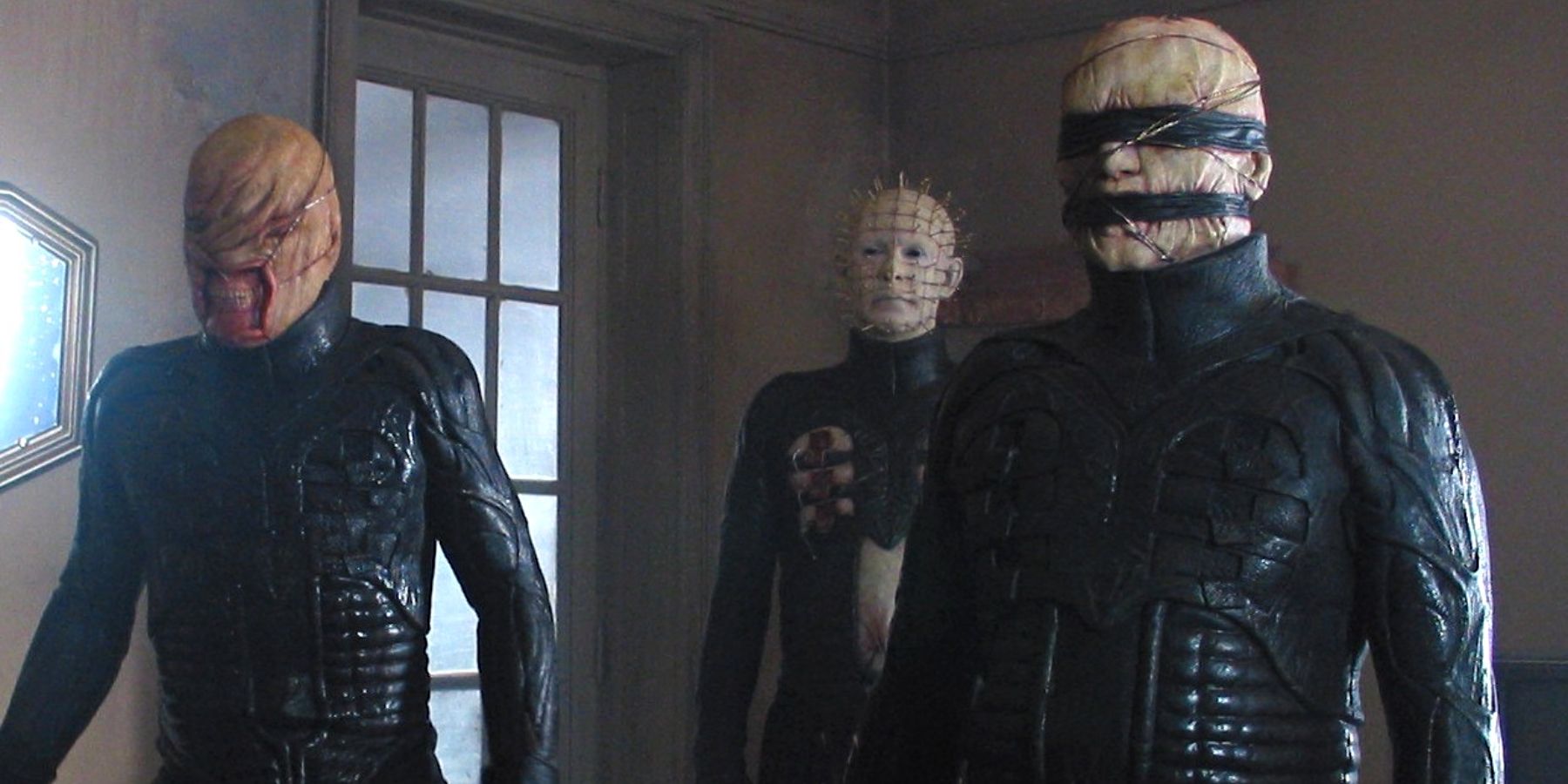 Close up of Pinhead (Doug Bradley) and Cenobites from 'Hellraiser: Hellworld'