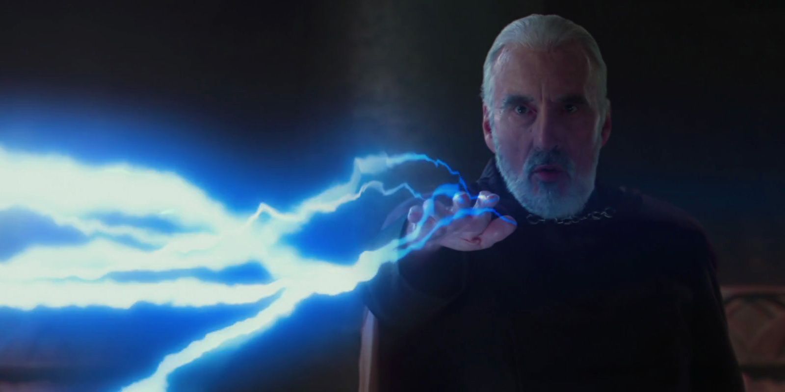 Count Dooku using force lightning in Star Wars: Episode 2 - Attack of the Clones