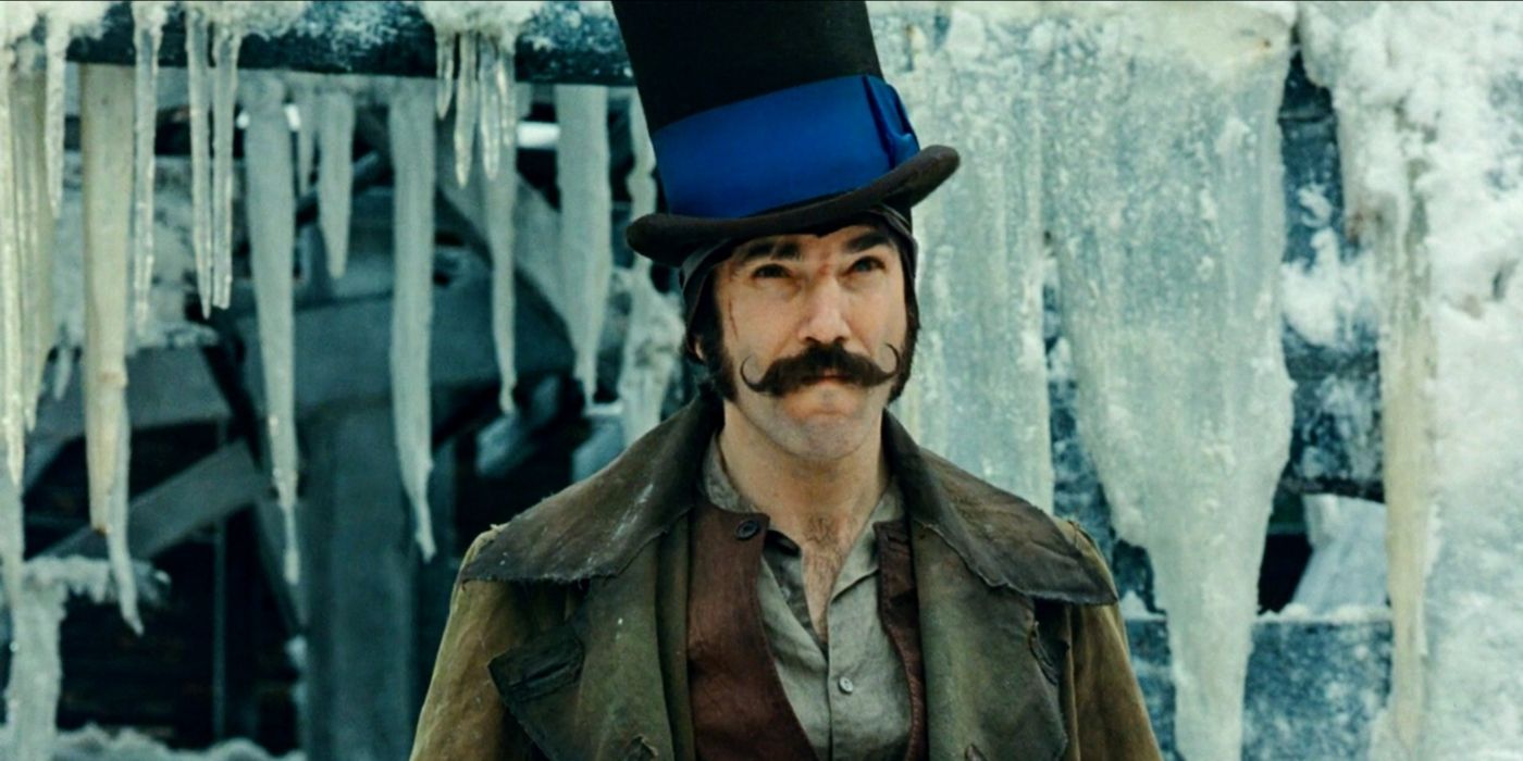 Daniel Day Lewis as William Cutting under icicles in Gangs of New York